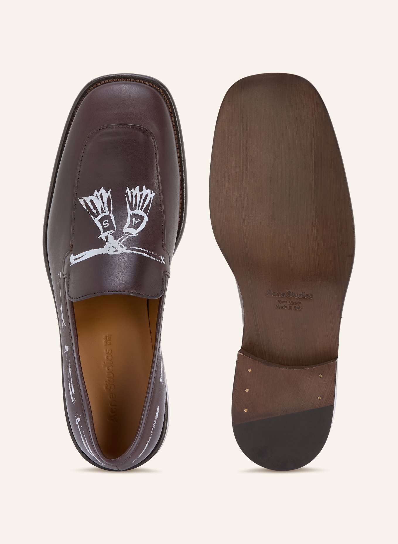 Acne Studios Loafer: DUNKELBRAUN / WEISS