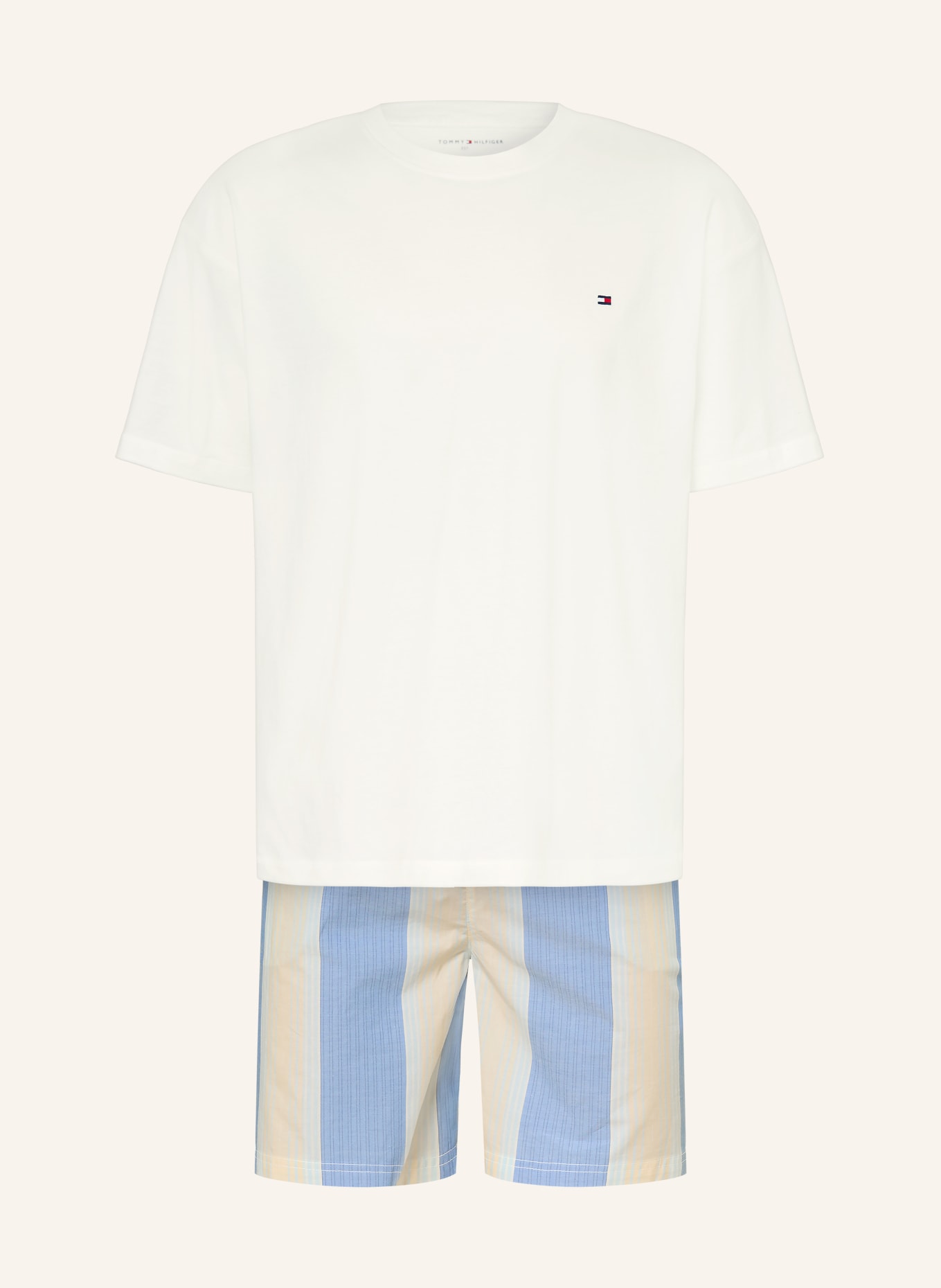 TOMMY HILFIGER Shorty-pyjama: ECRU / BLAUW / WIT