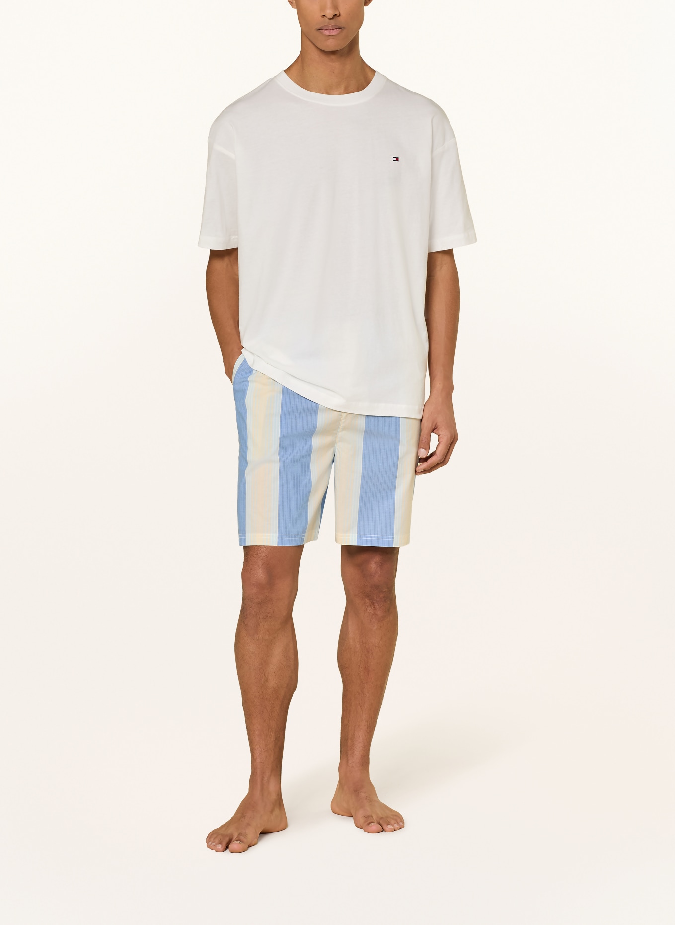 TOMMY HILFIGER Shorty-pyjama: ECRU / BLAUW / WIT