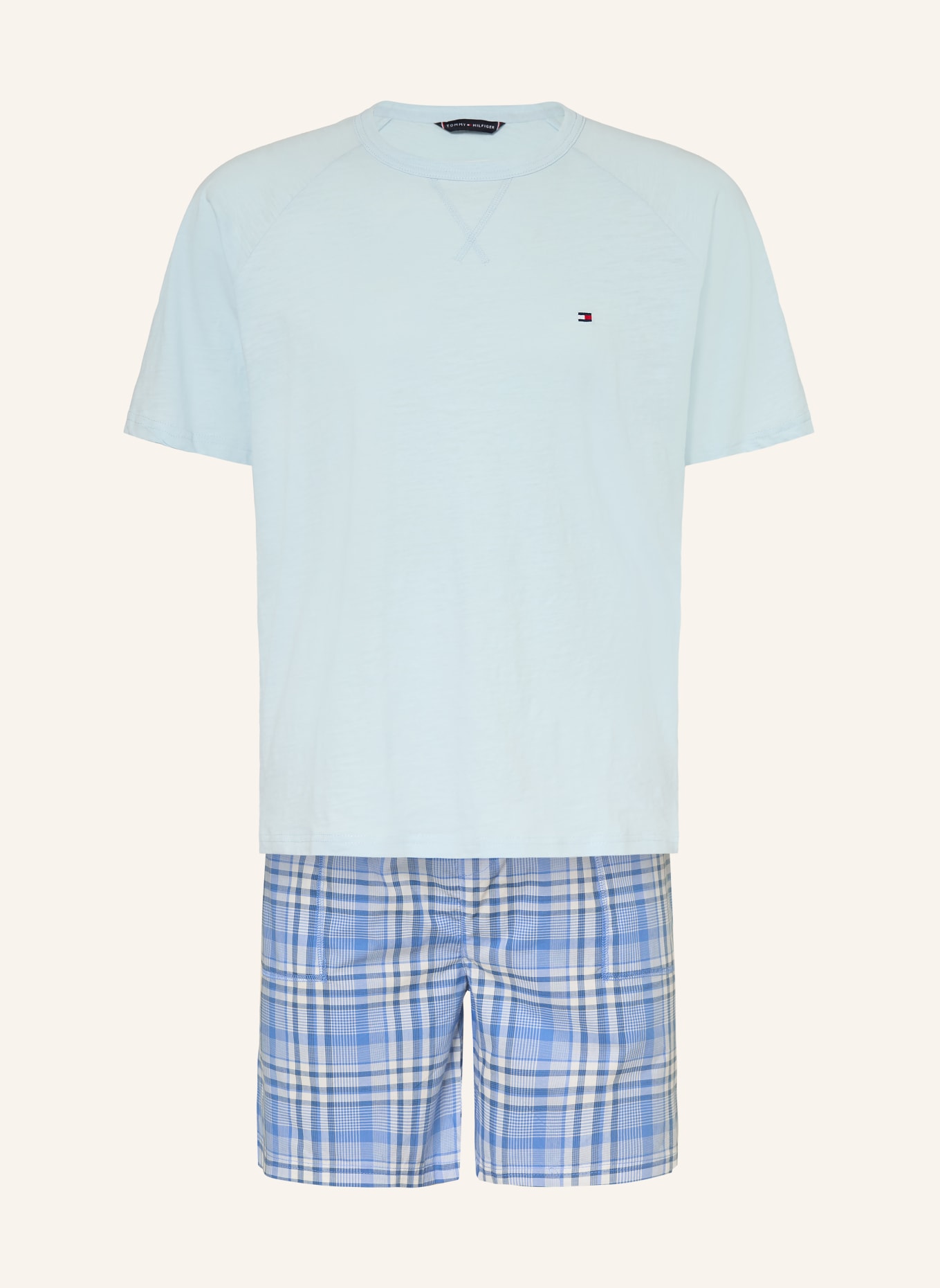 TOMMY HILFIGER Shorty-pyjama: BLAUW / LICHTBLAUW / WIT