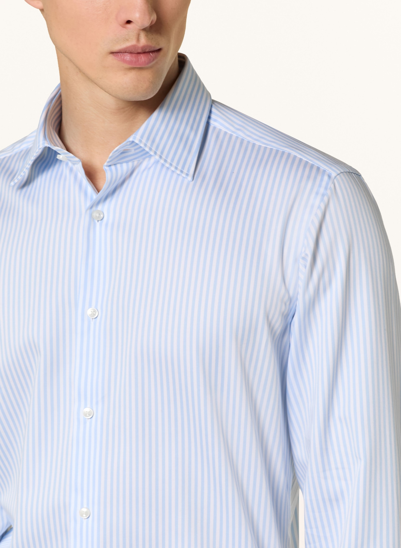 BOSS JOE Regular Fit Shirt: LIGHT BLUE / WHITE