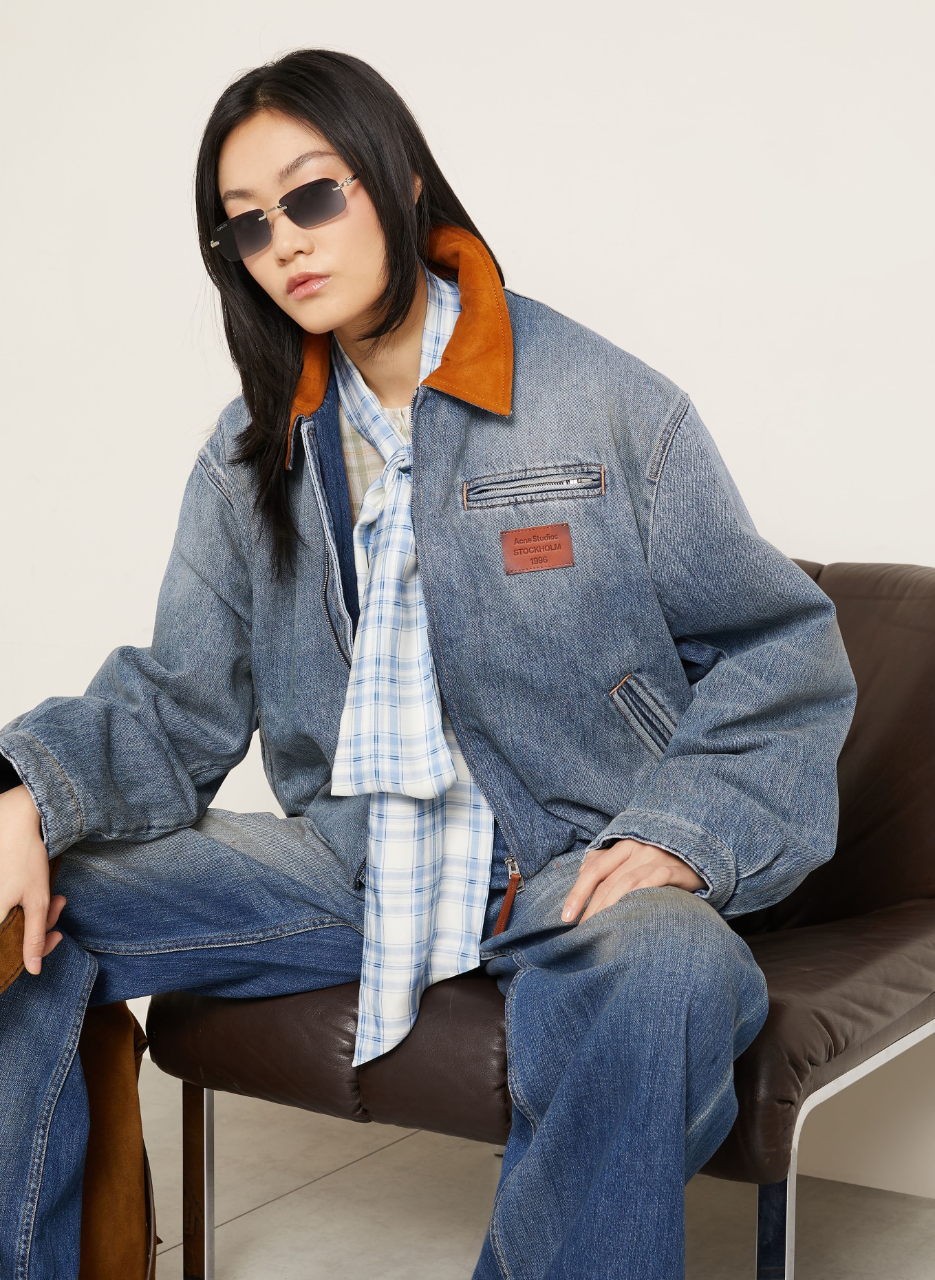 Acne Studios denim jacket: AUZ MID BLUE