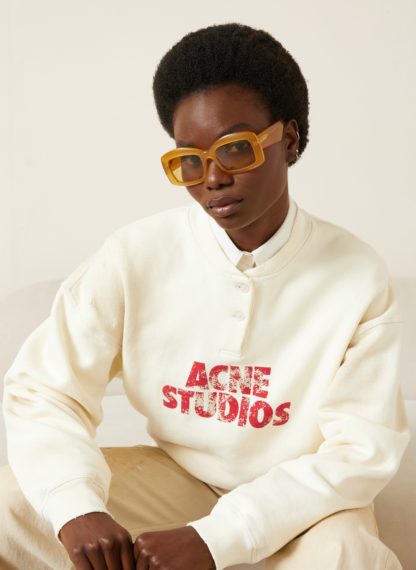 Acne Studios sweatshirt: CRÈME / ROOD