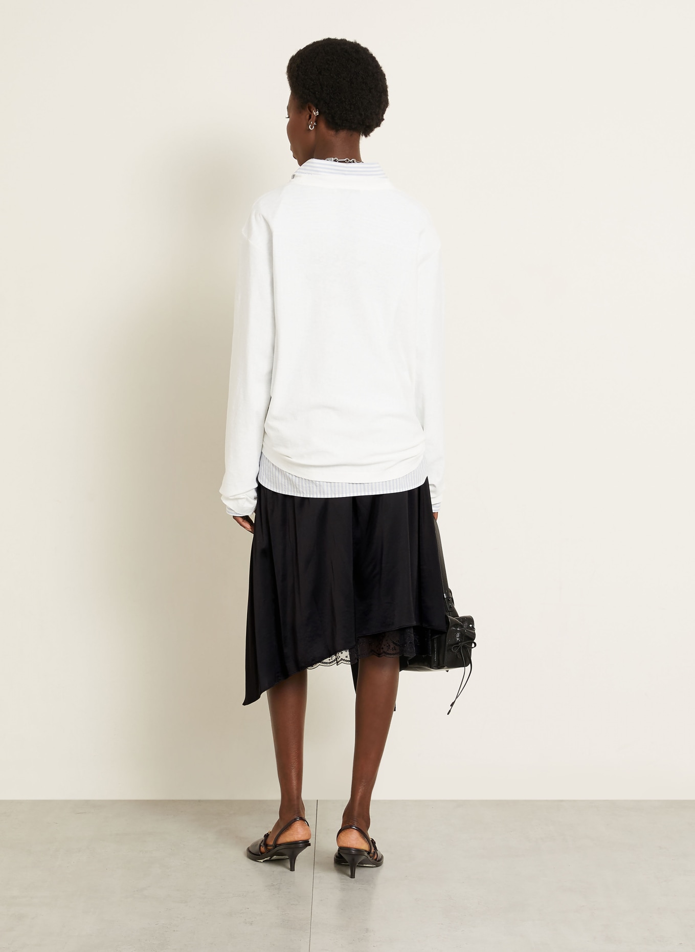 Acne Studios Satijnen rok met kant: ZWART