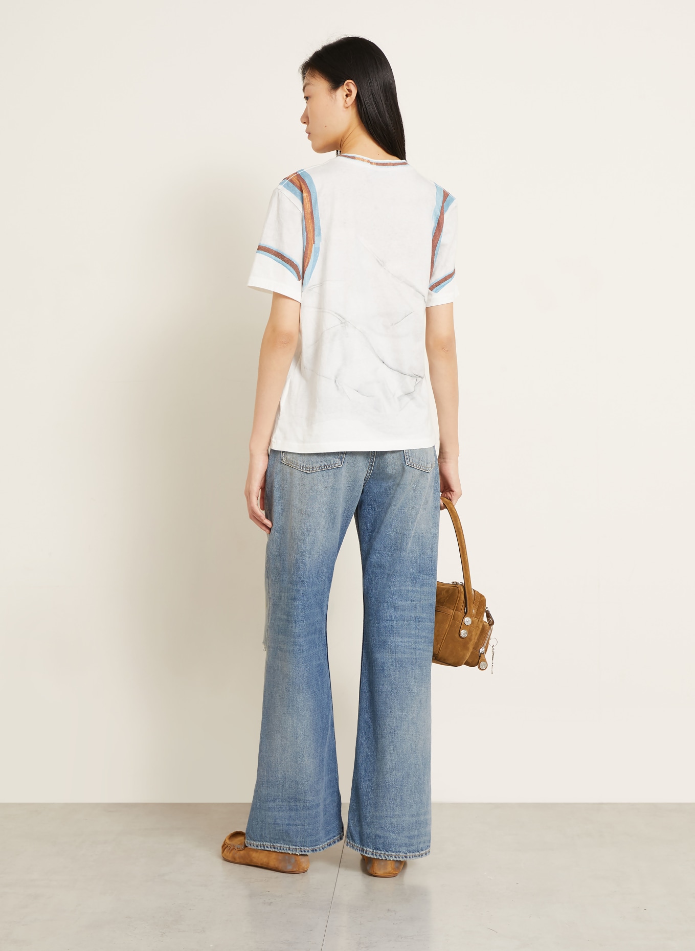 Acne Studios T-Shirt: WEISS / BRAUN / NEONBLAU