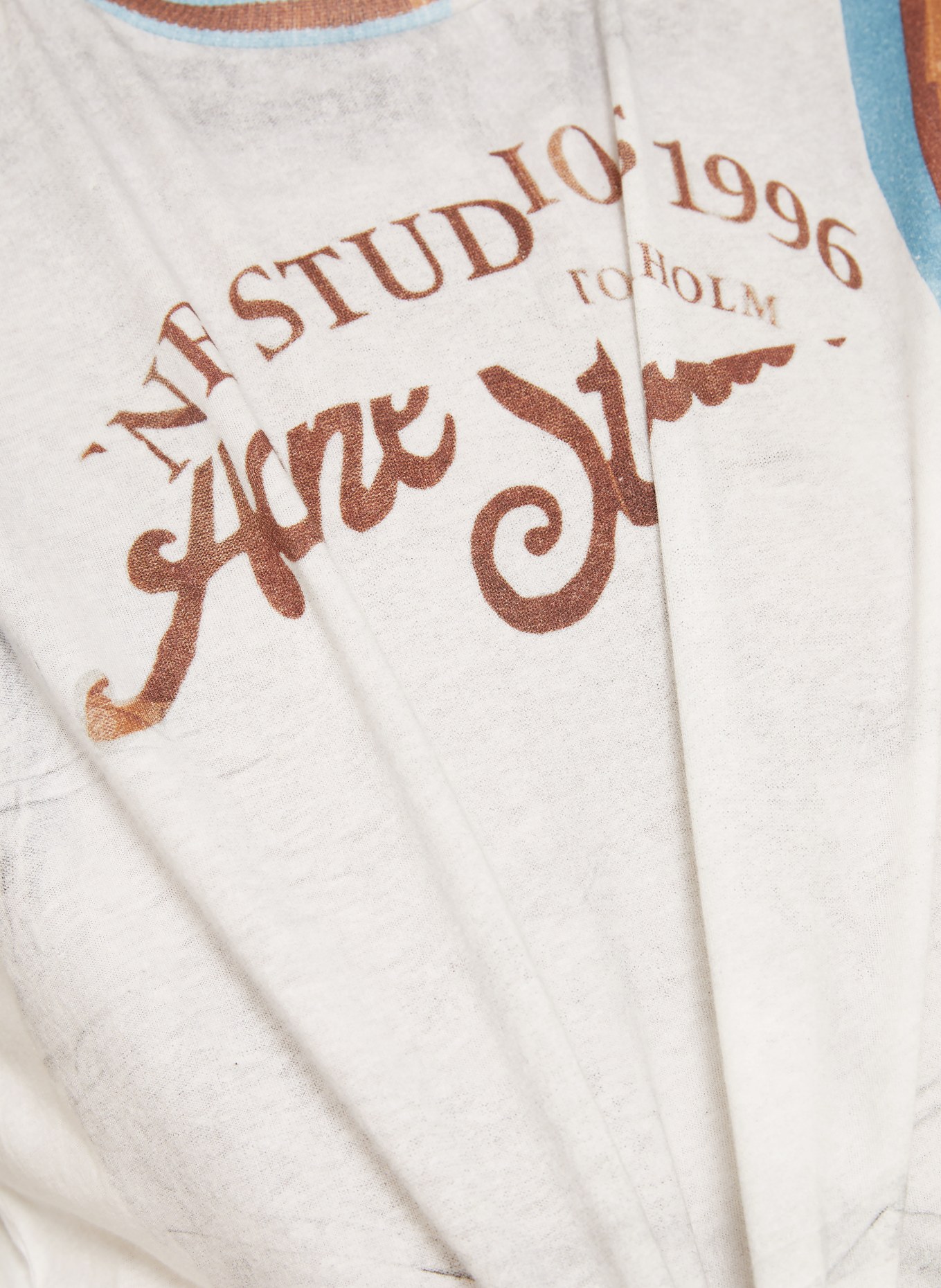 Acne Studios T-Shirt: WEISS / BRAUN / NEONBLAU