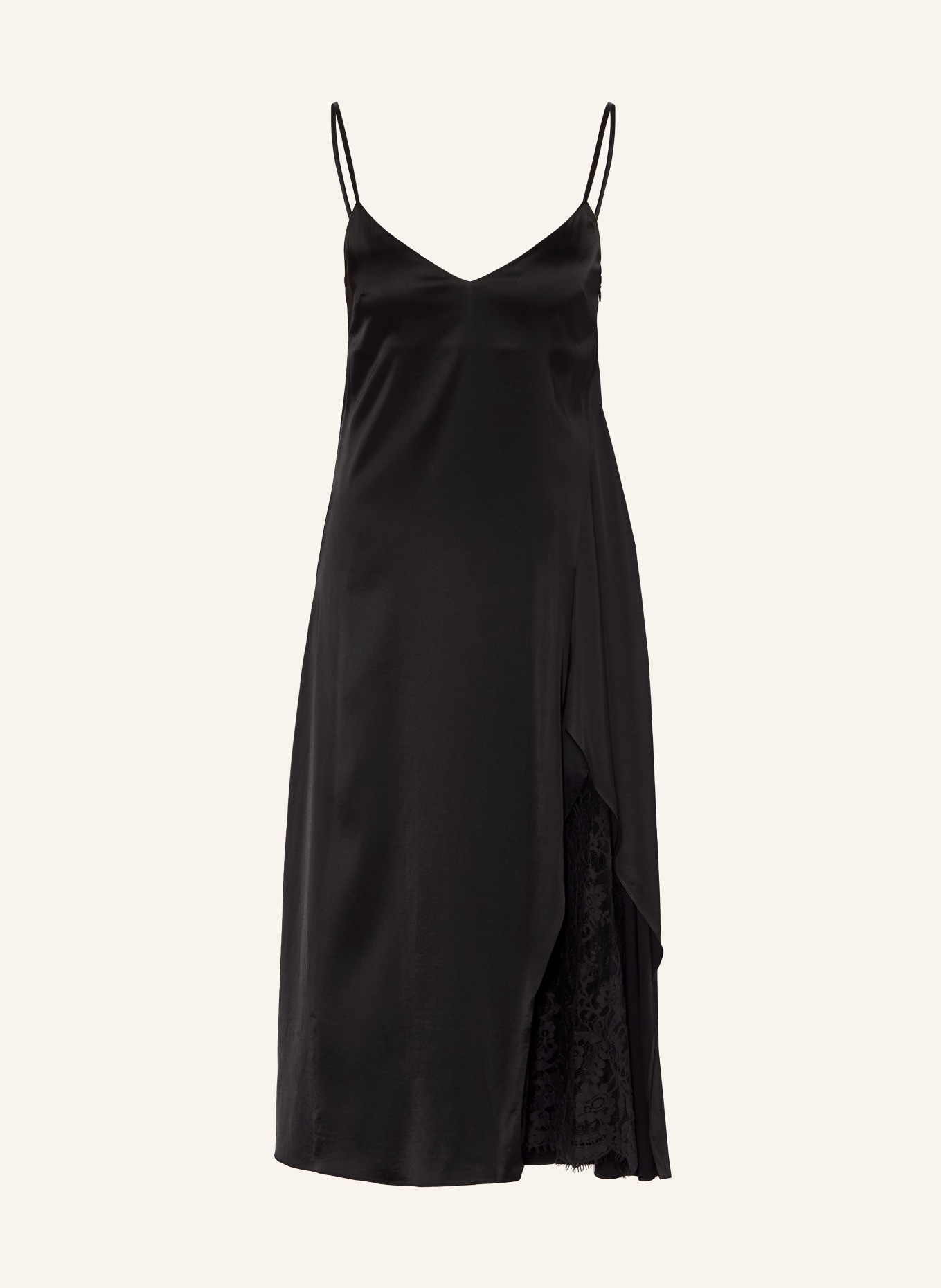 Acne Studios Satijnen jurk met kant: ZWART