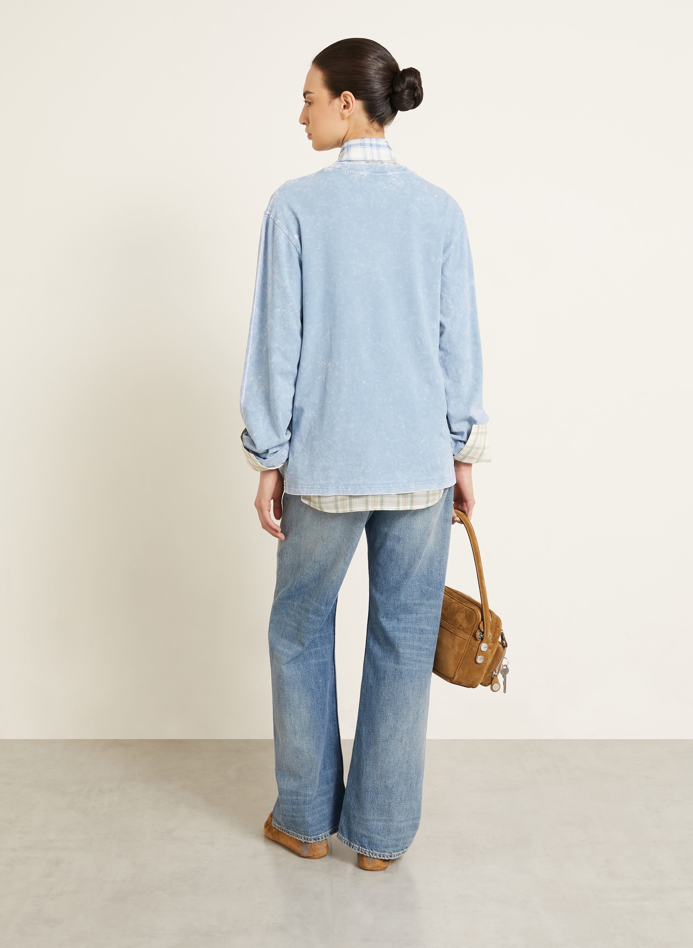 Acne Studios T-shirt met lange mouwen: LICHTBLAUW / BLAUWGRIJS