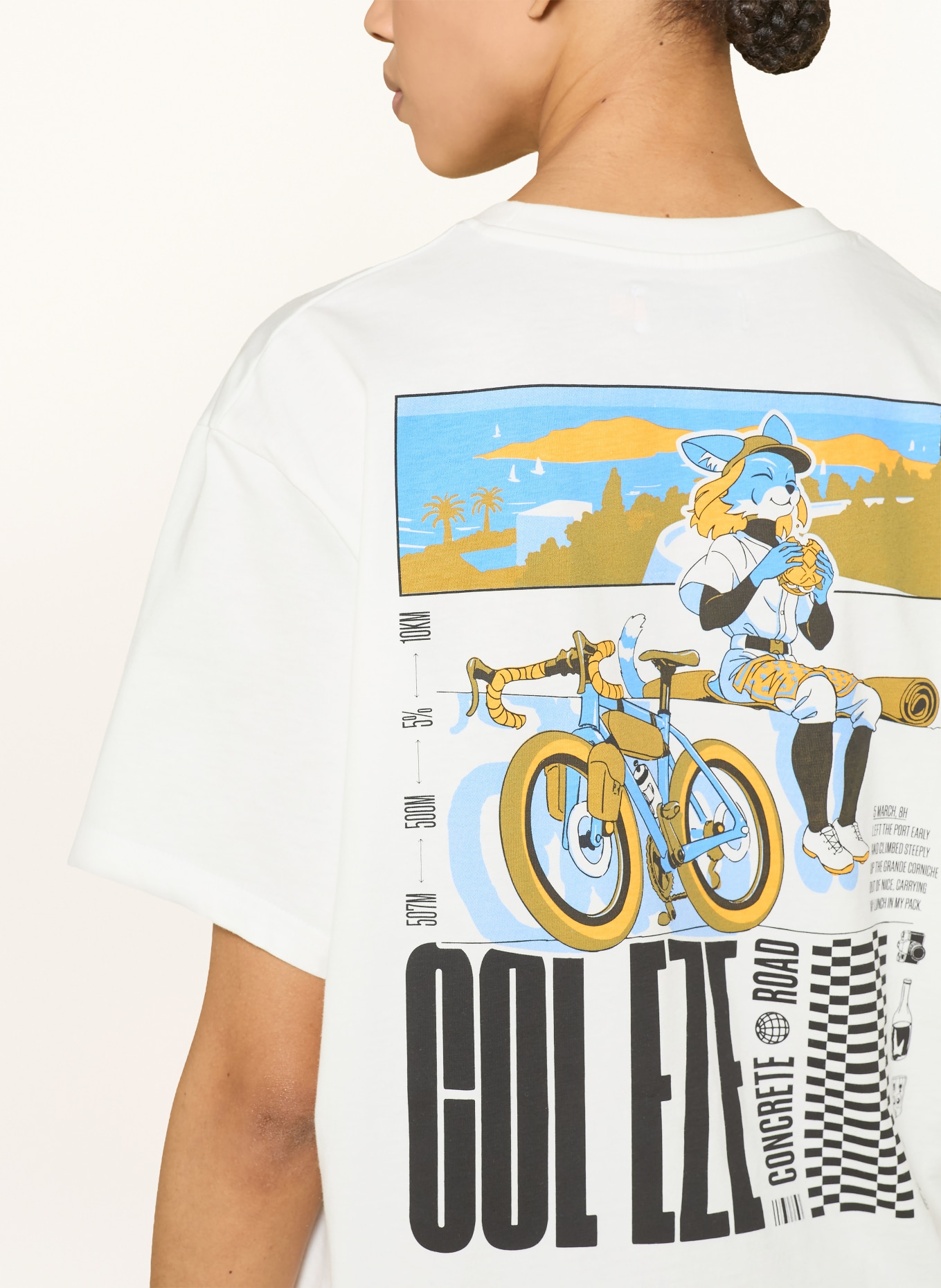 CAFÉ DU CYCLISTE T-Shirt COL D'EZE: WEISS / HELLBLAU / SCHWARZ