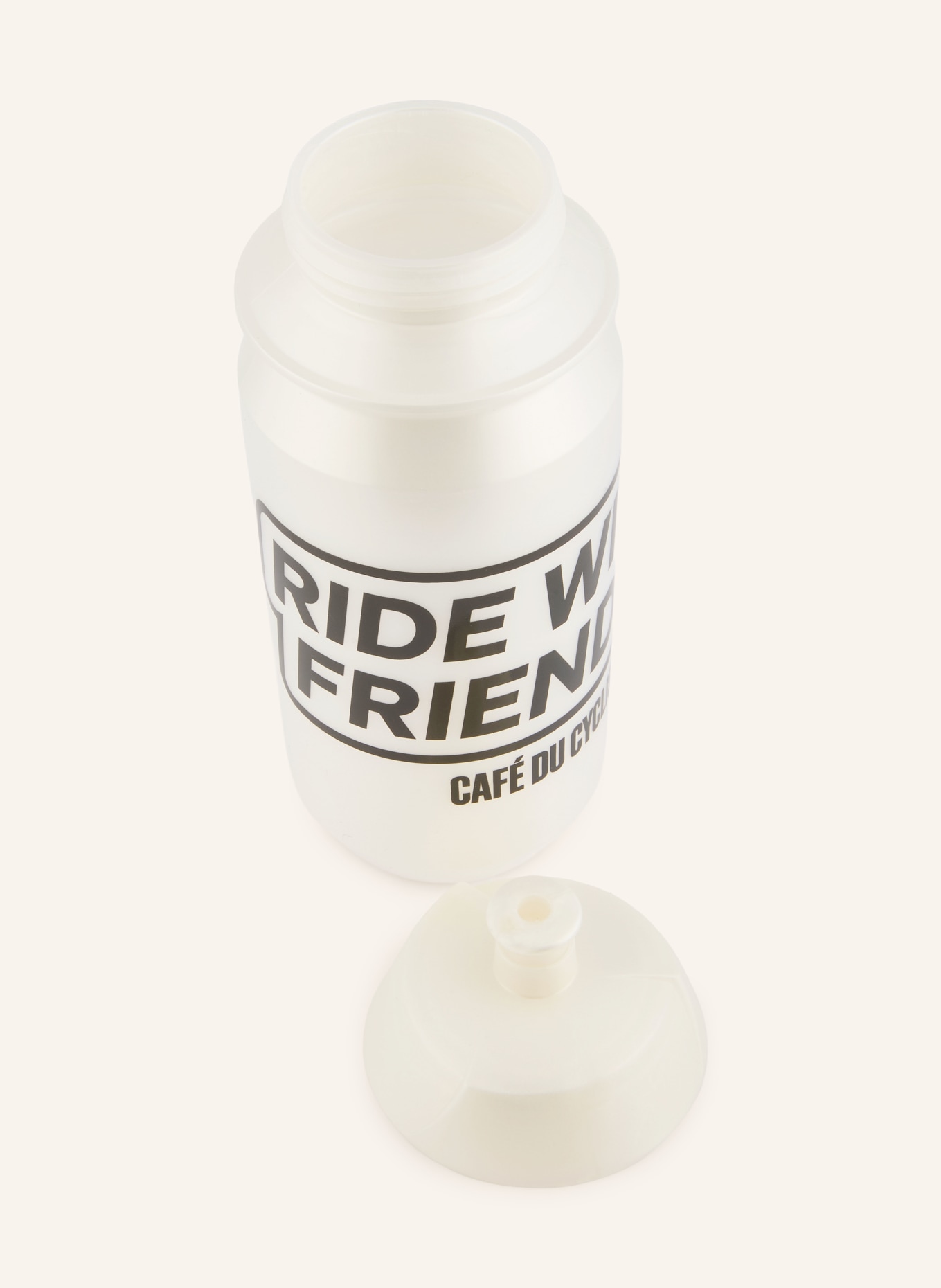CAFÉ DU CYCLISTE Drinkfles RIDE WITH FRIENDS: WIT / ZWART