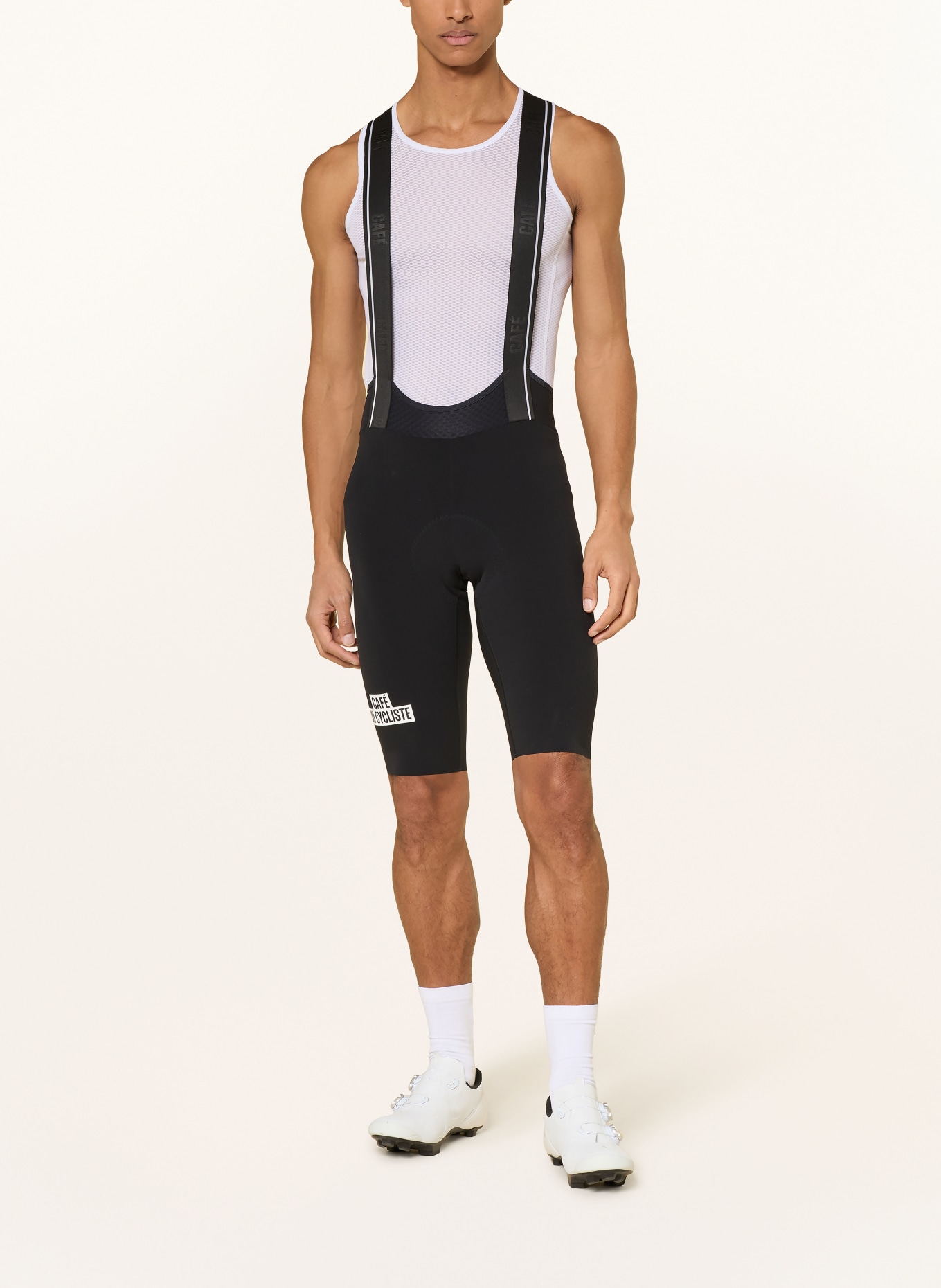 CAFÉ DU CYCLISTE Pantaloni de ciclism VICTOIRE cu bretele și inserție căptușită: NEGRU