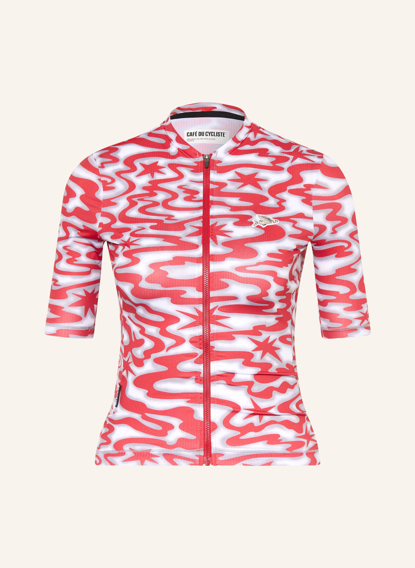 CAFÉ DU CYCLISTE Radtrikot LAURETTE: GRAU / DUNKELROT / WEISS