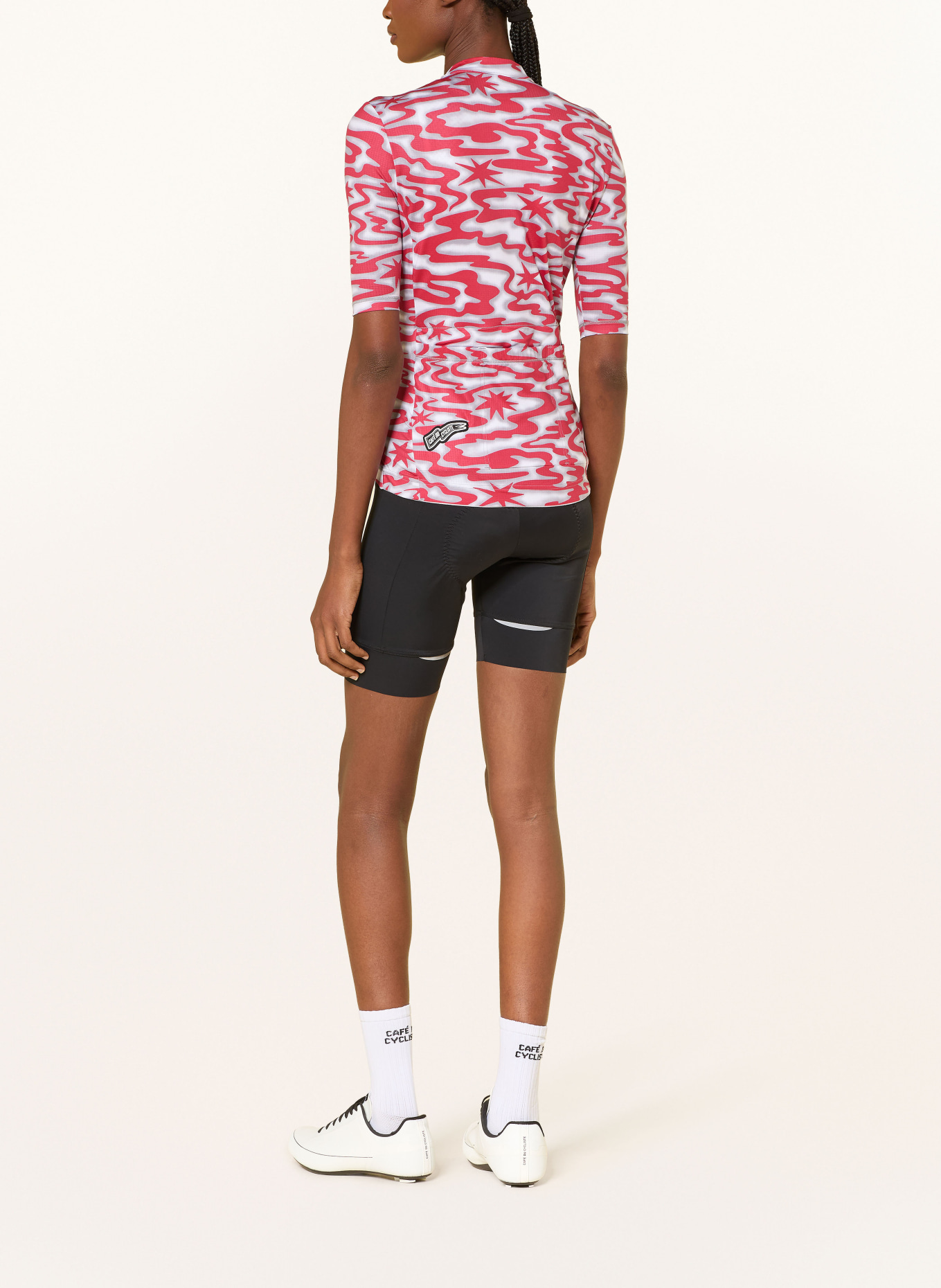 CAFÉ DU CYCLISTE Radtrikot LAURETTE: GRAU / DUNKELROT / WEISS