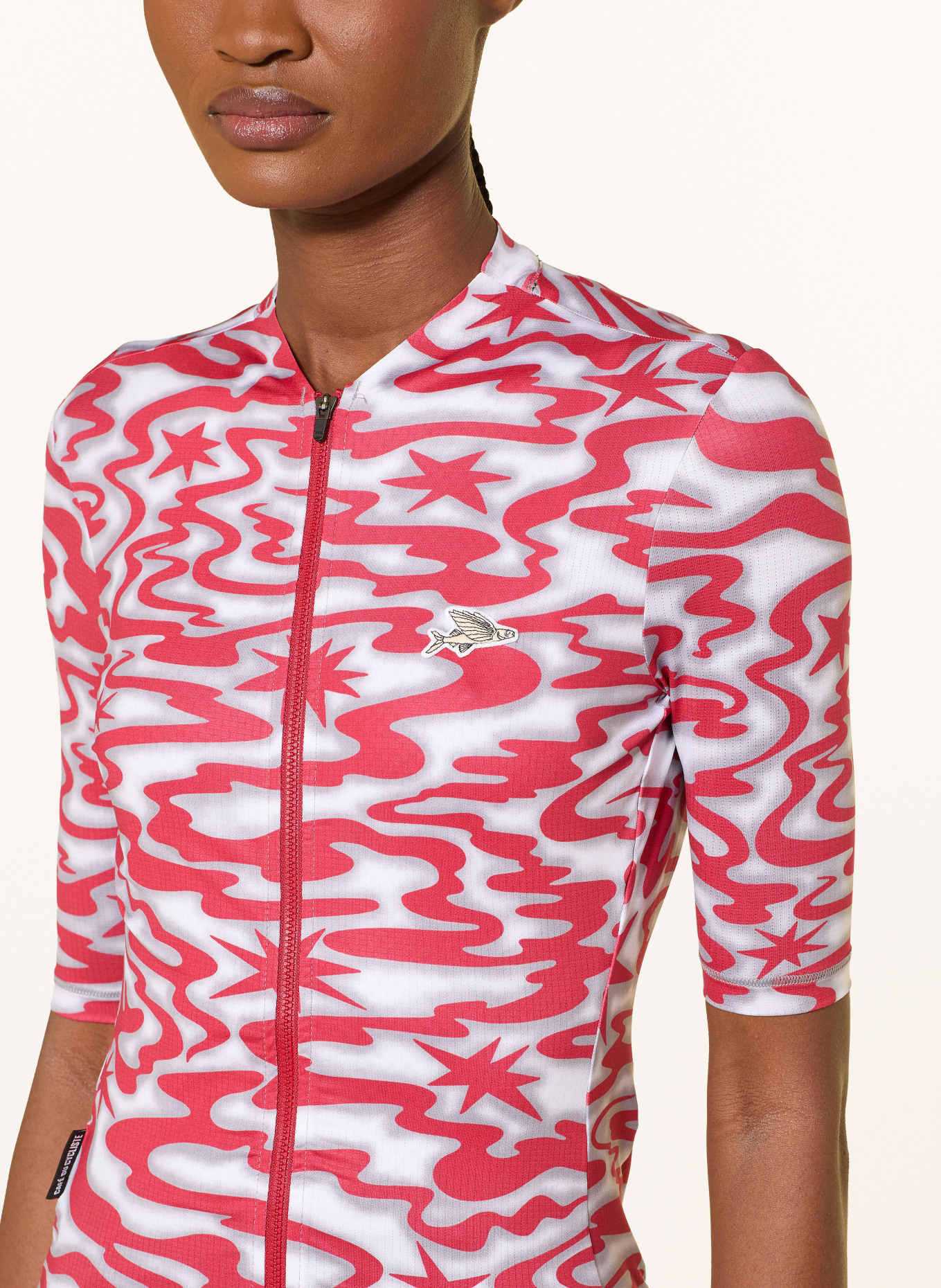 CAFÉ DU CYCLISTE Radtrikot LAURETTE: GRAU / DUNKELROT / WEISS