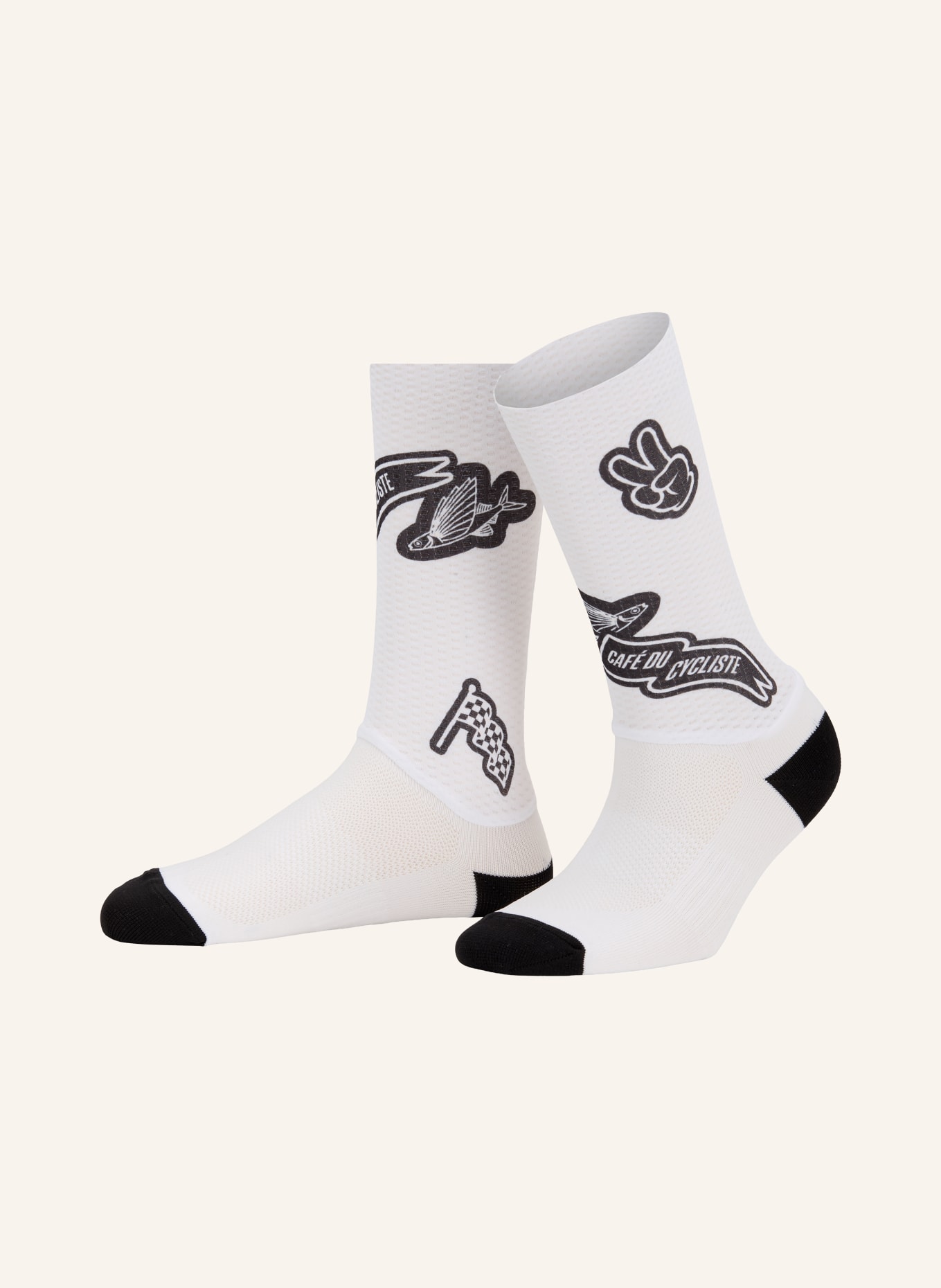 CAFÉ DU CYCLISTE Radsocken AERO: WEISS / SCHWARZ