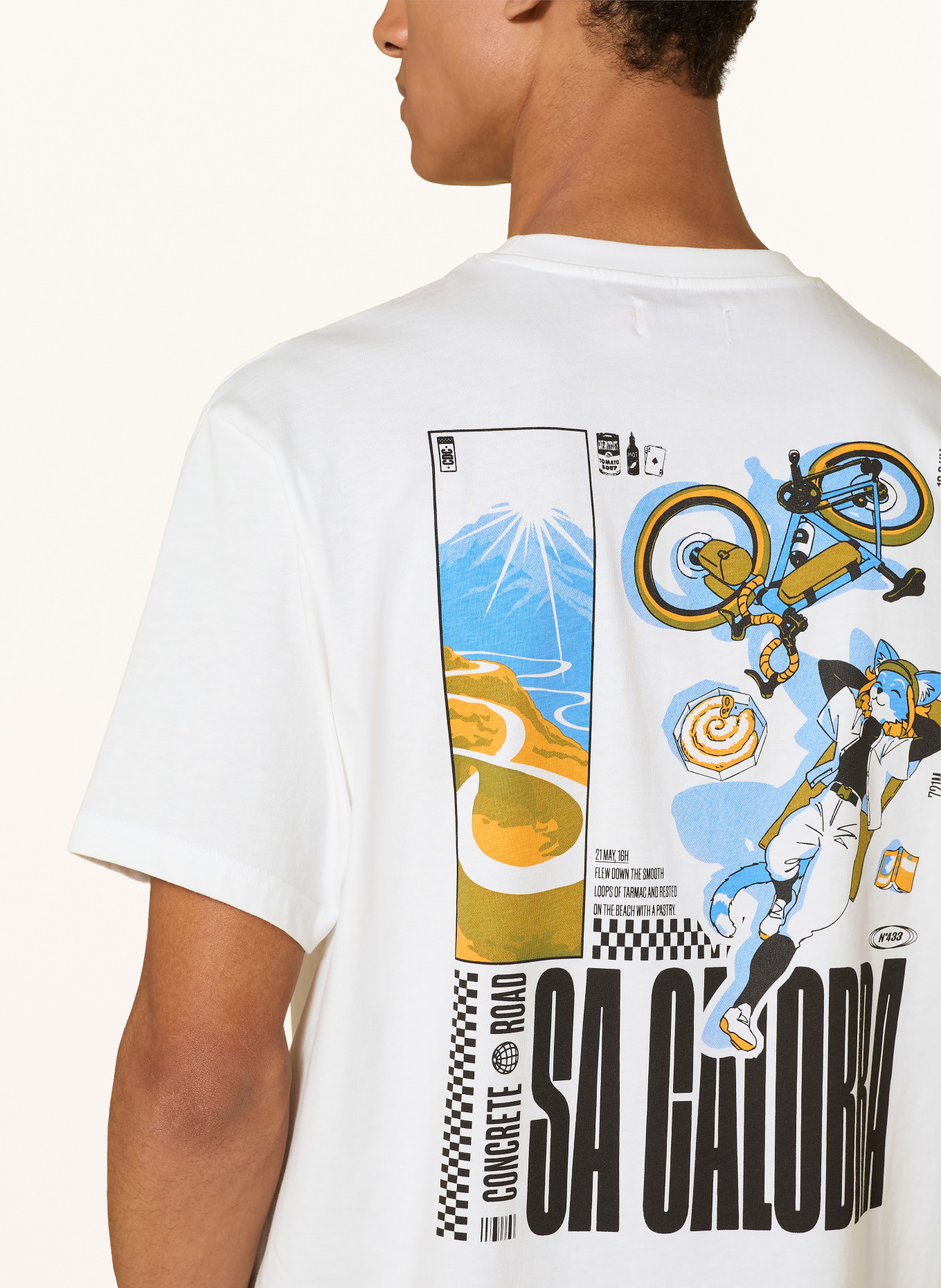 CAFÉ DU CYCLISTE T-Shirt COL SA CALOBRA: CREME / BLAU / SCHWARZ