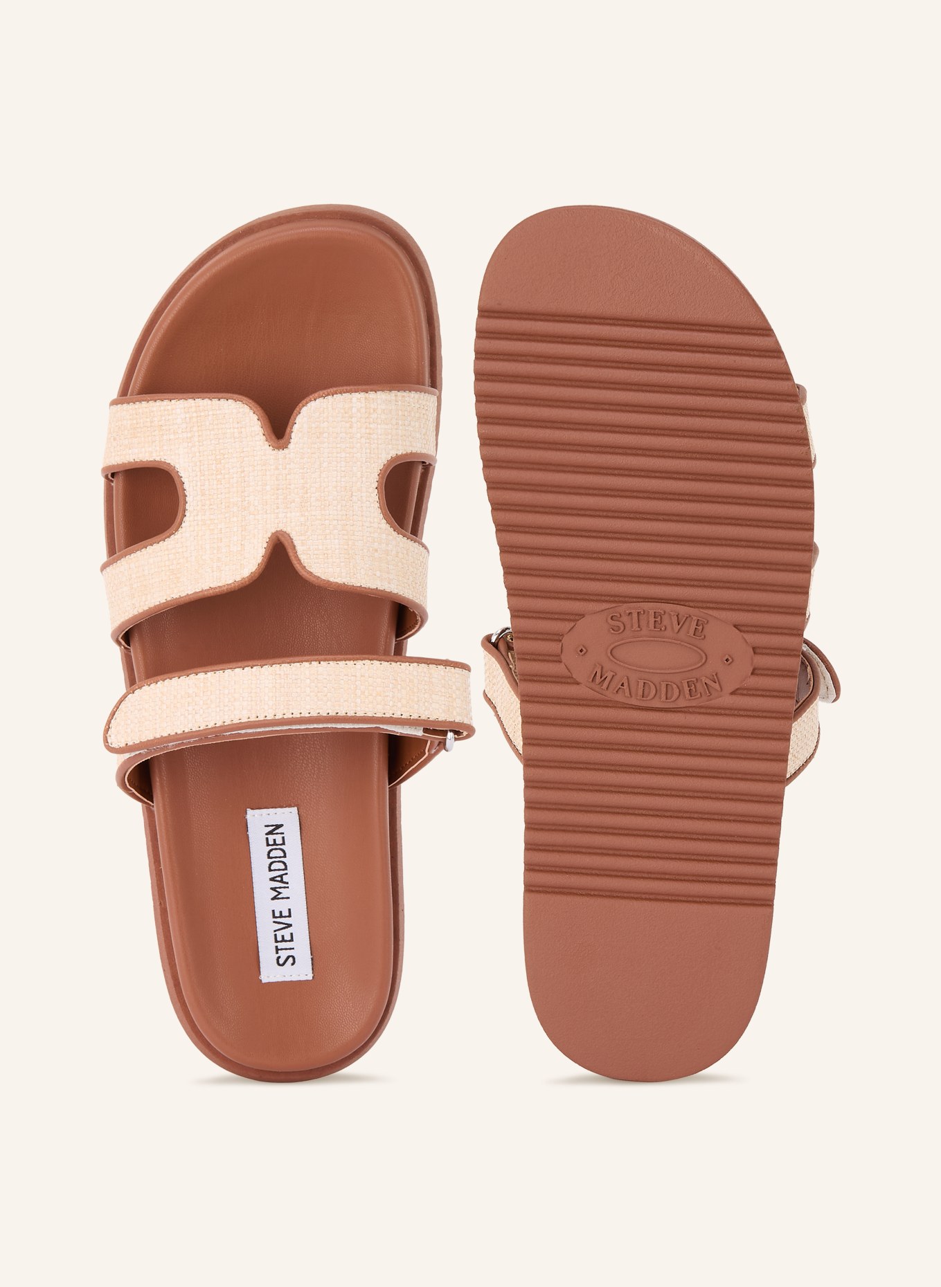 STEVE MADDEN MISSILE mules: ECRU / BROWN