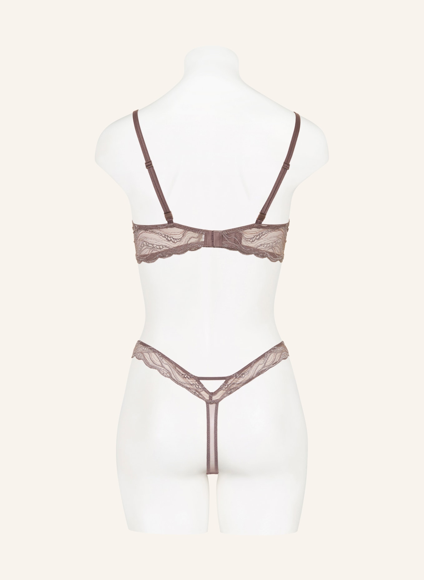 Calvin Klein Stringi SENSUAL STRETCH LACE z wycięciem: SZAROBRĄZOWY
