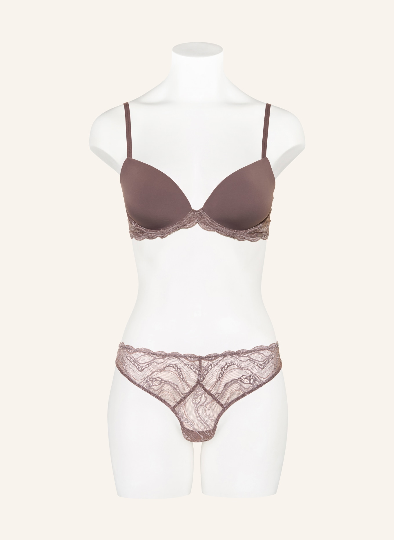 Calvin Klein Majtki SENSUAL STRETCH LACE z wycięciem: SZAROBRĄZOWY