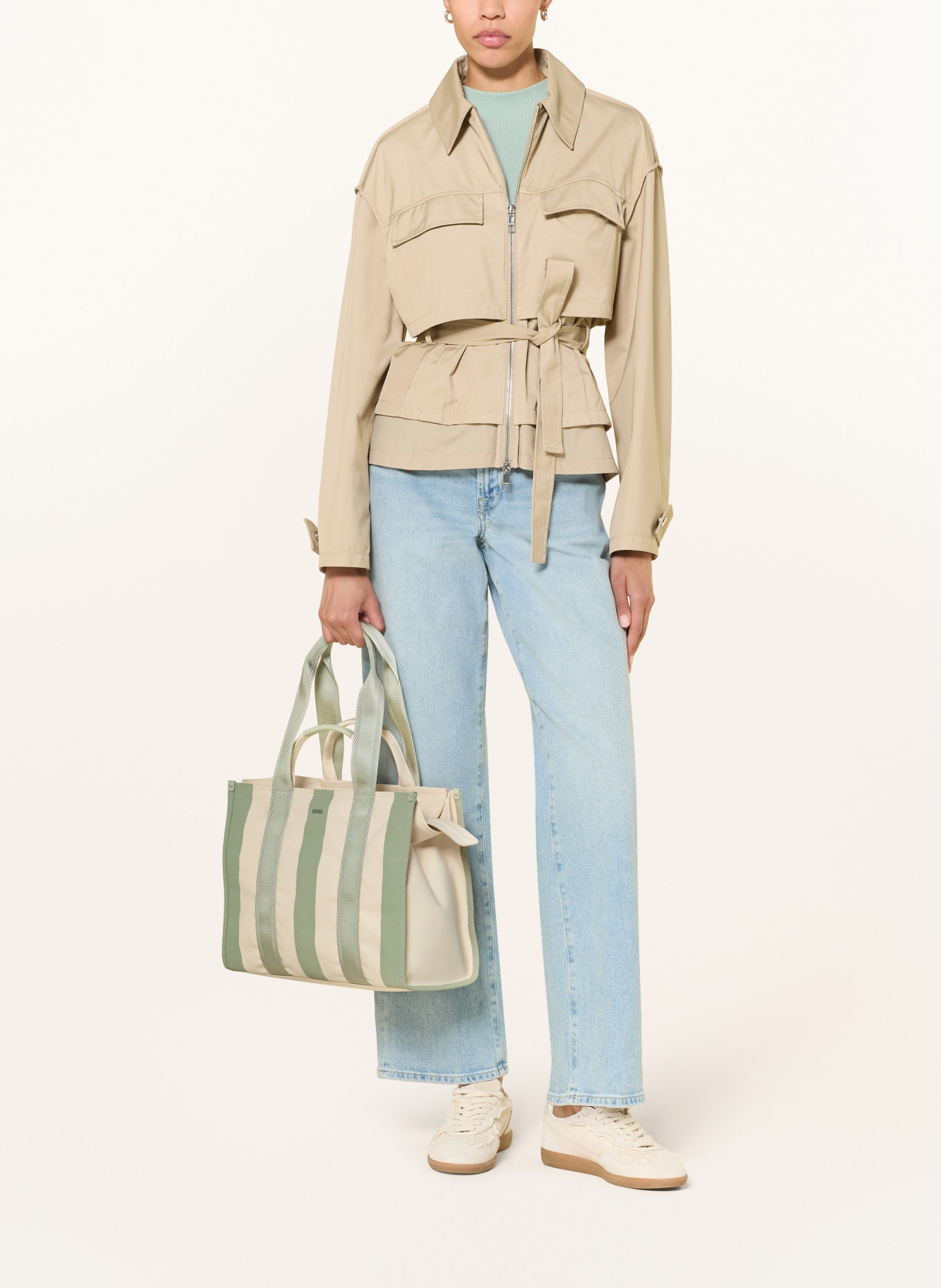 BOSS Shopper SANDY: CRÈME / LICHTGROEN