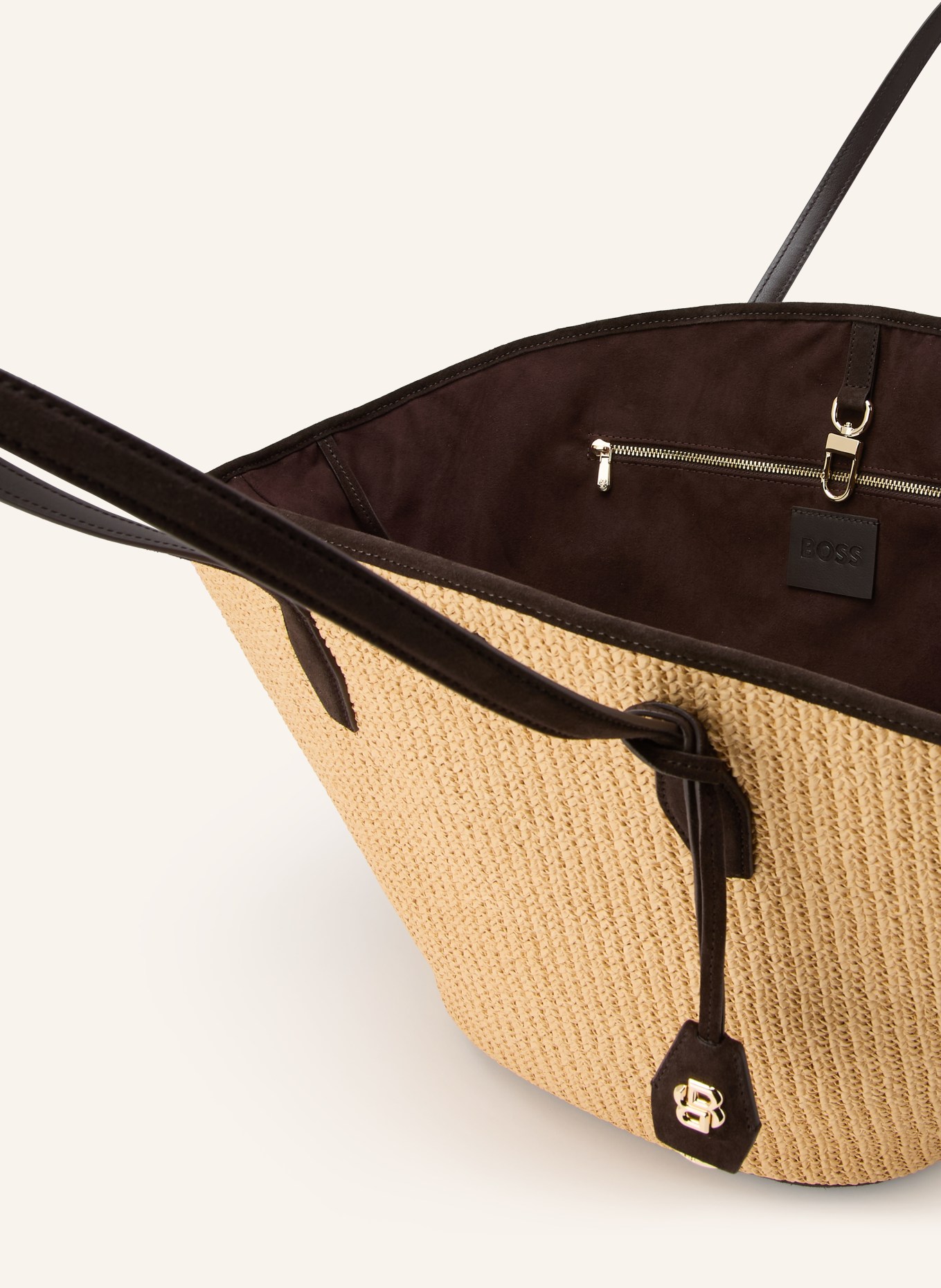 BOSS Shopper NUMAH MAXI mit Pouch: HELLBRAUN / DUNKELBRAUN