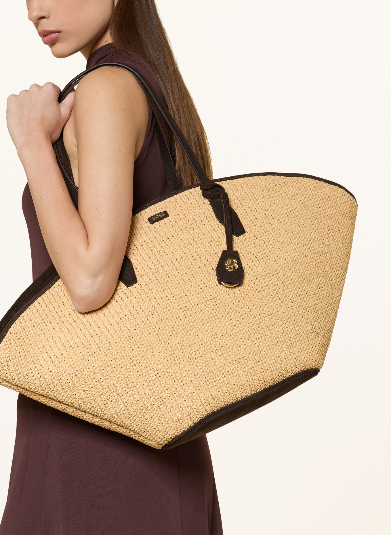 BOSS NUMAH MAXI-shopper met etui: LICHTBRUIN / MARRON FONCÉ