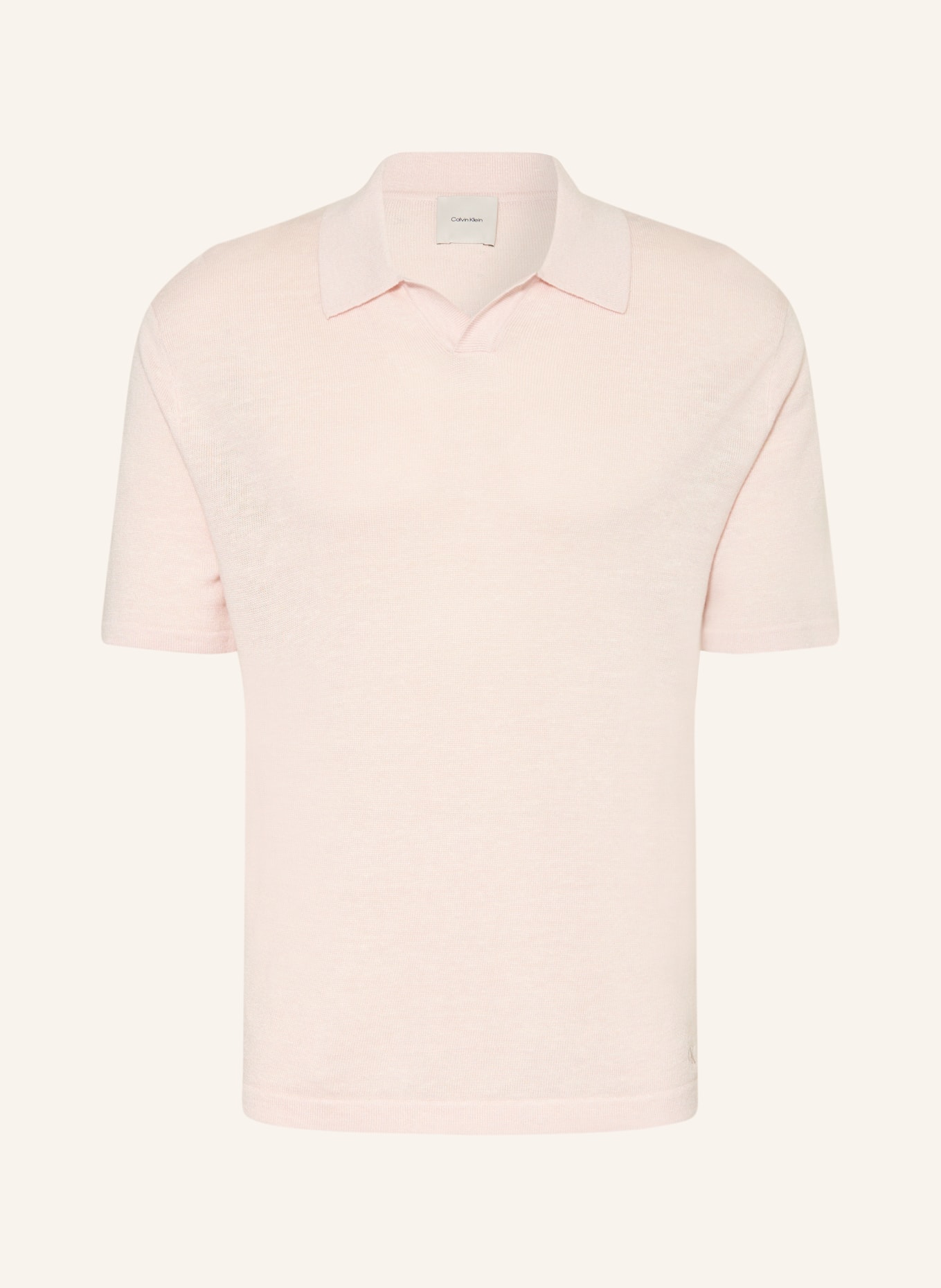 Calvin Klein Knitted polo shirt with linen: LIGHT PINK