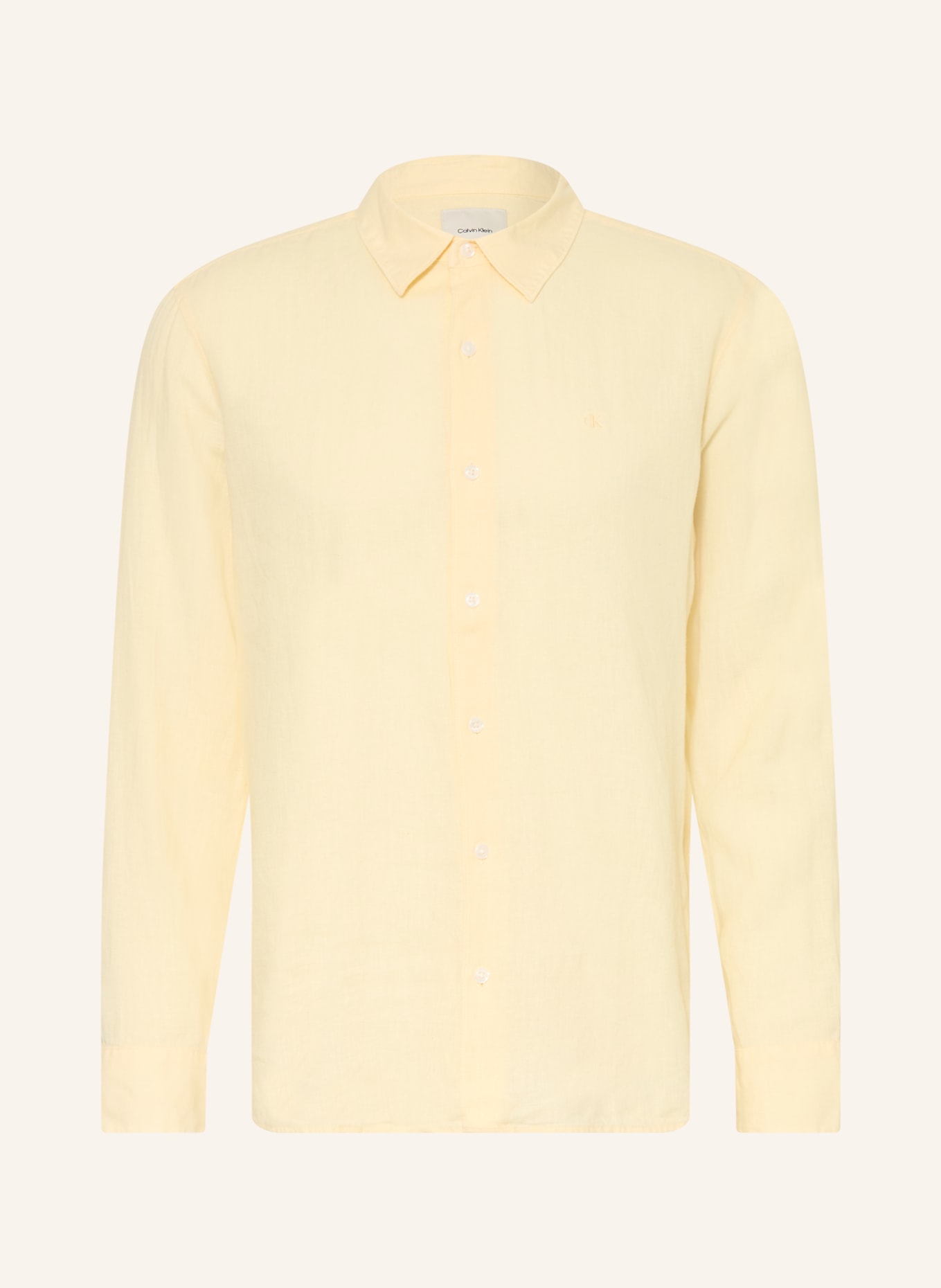 Calvin Klein Classic fit shirt with linen: LIGHT YELLOW