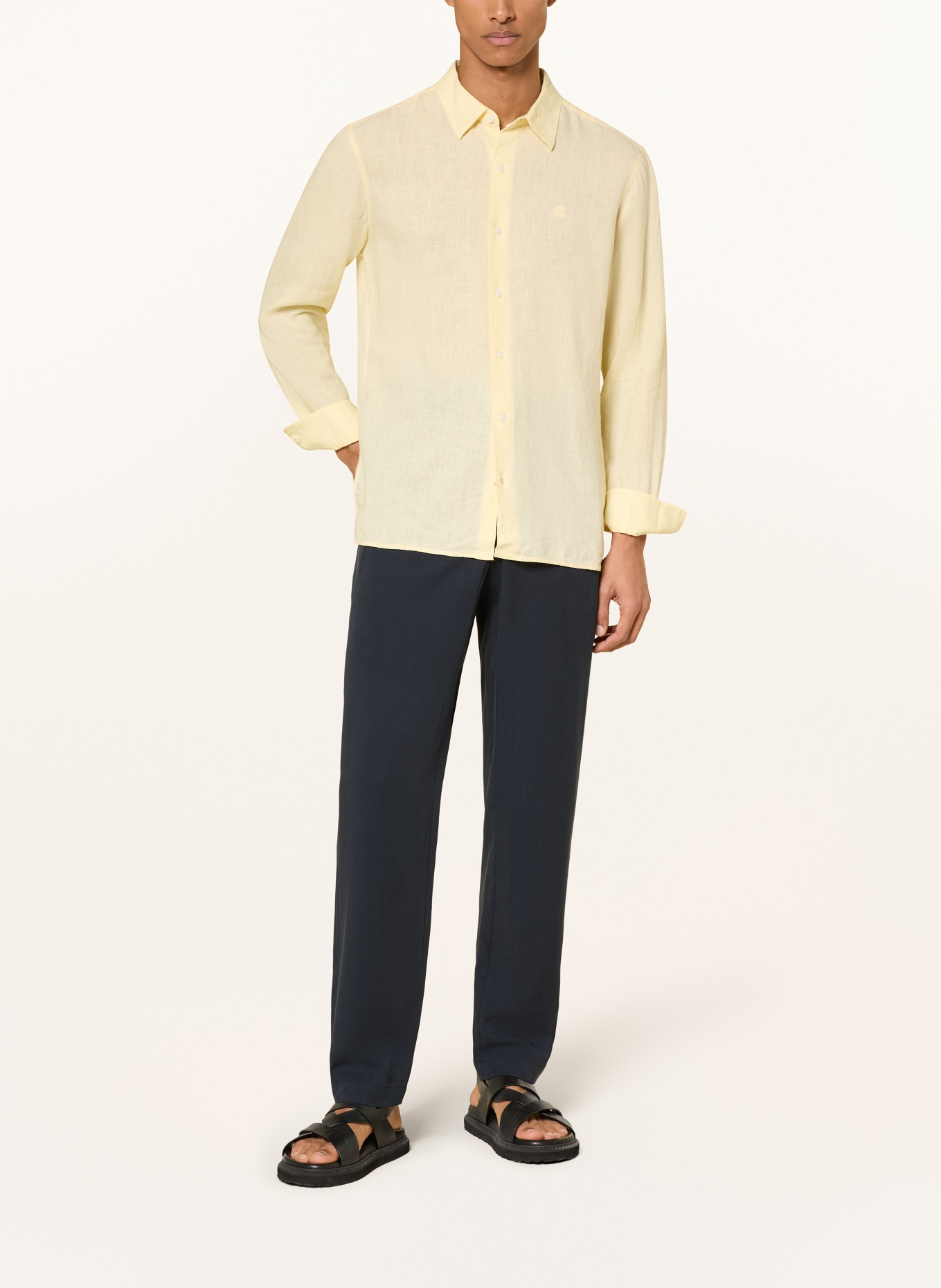 Calvin Klein Classic fit shirt with linen: LIGHT YELLOW