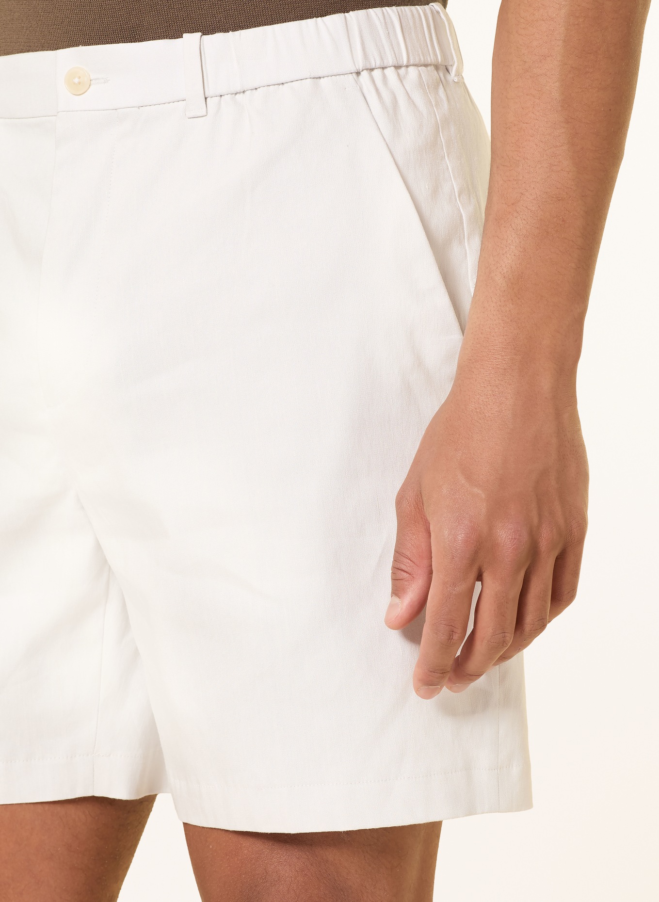 Calvin Klein Chinoshort met rechte pasvorm van linnen: WIT