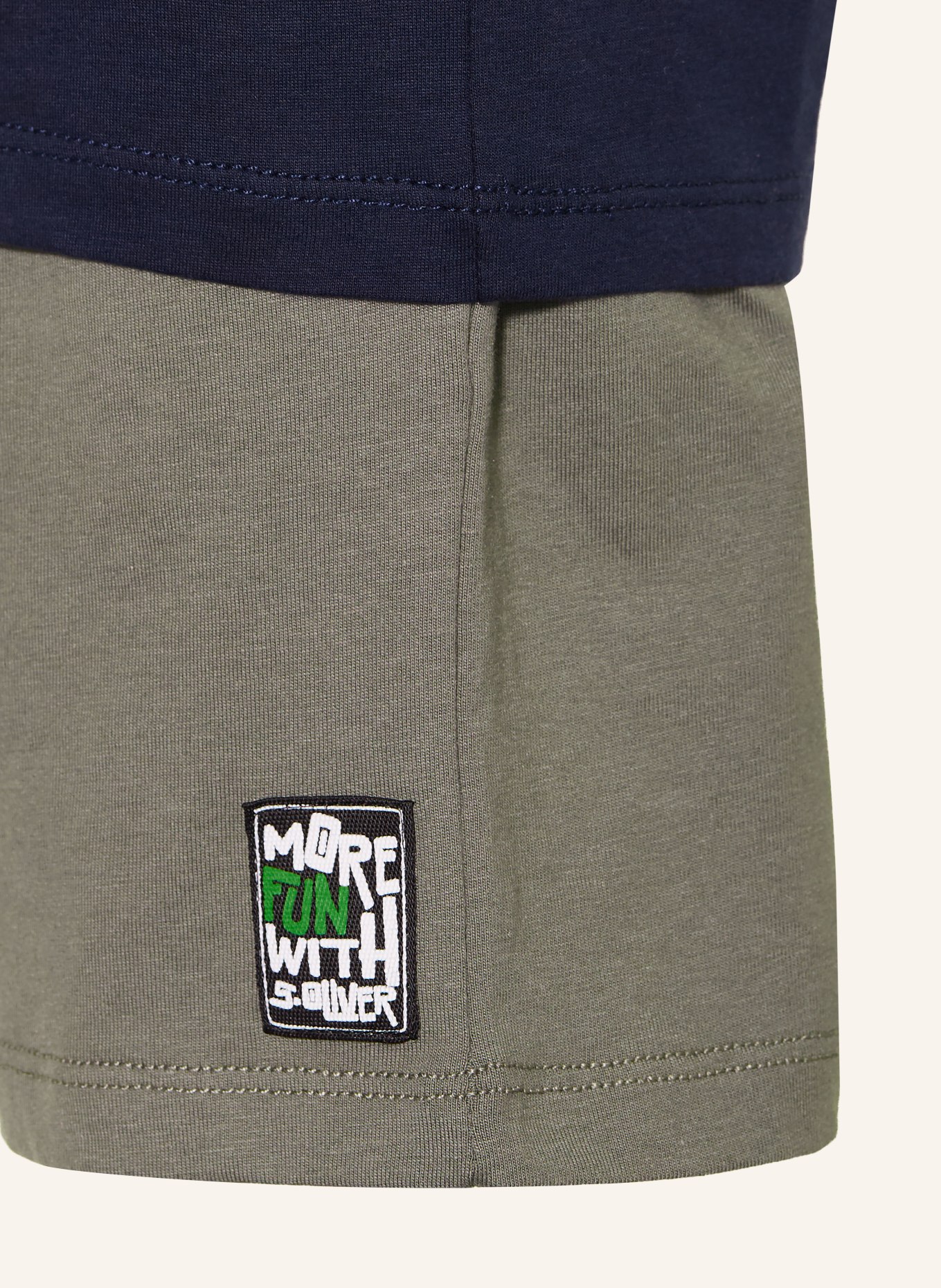 s.Oliver RED Krátké pyžamo: TMAVĚ MODRÁ / KHAKI / ZELENÁ