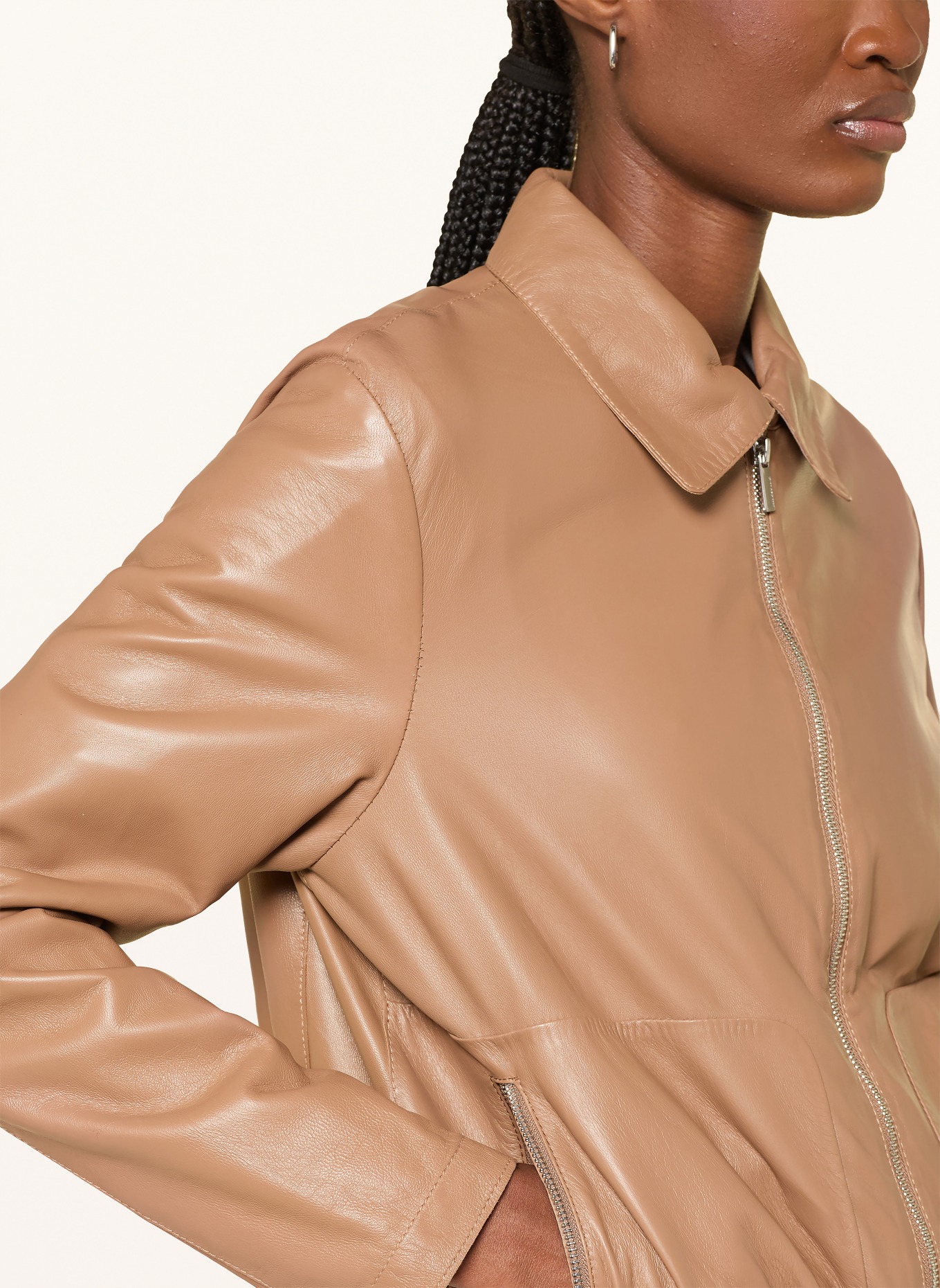 MILESTONE Veste en cuir MSSUGAR: COGNAC