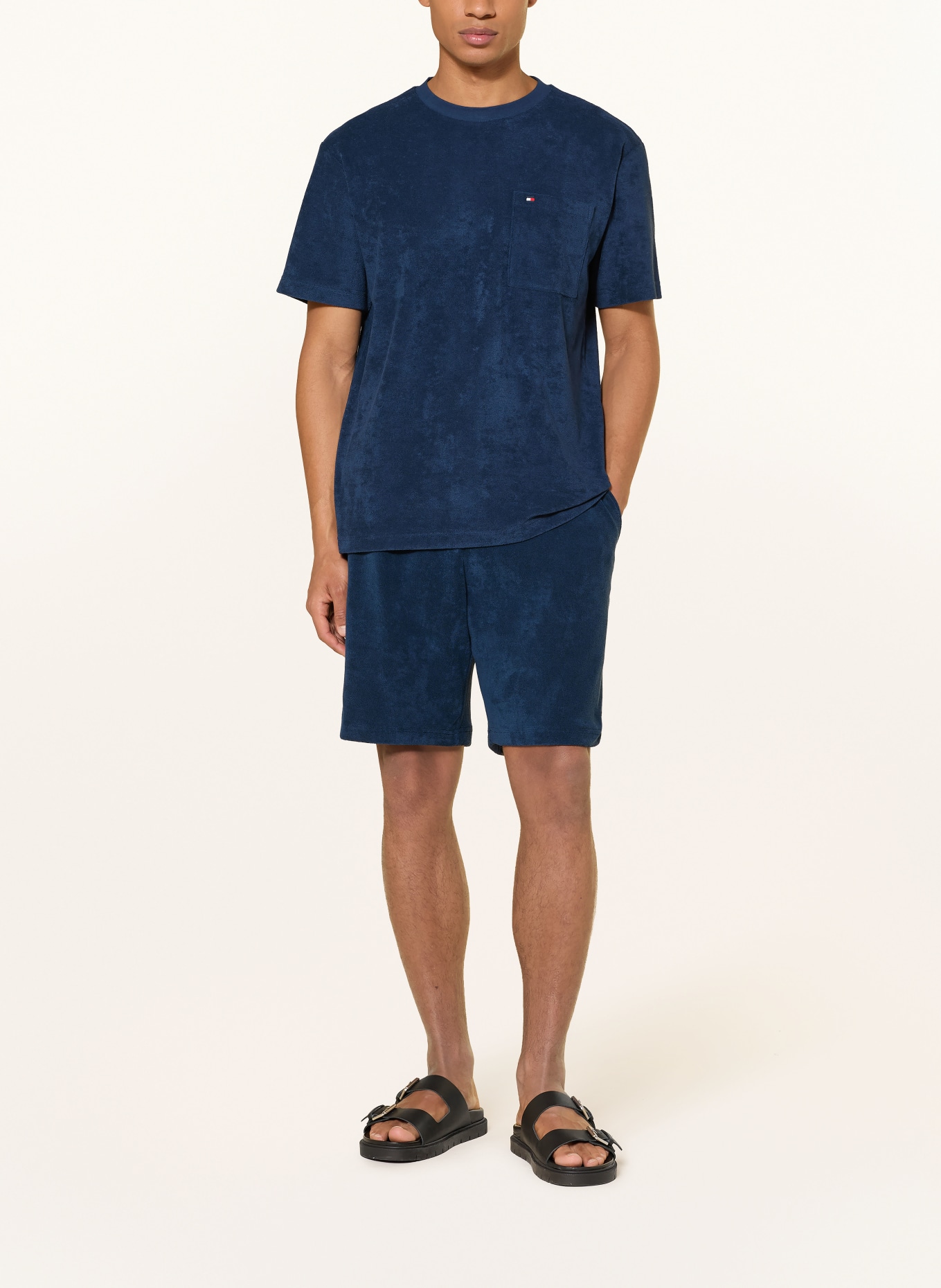 TOMMY HILFIGER Badstof shorts: DONKERBLAUW