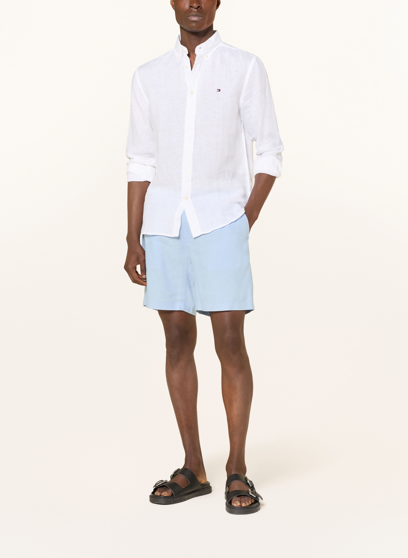 TOMMY HILFIGER Leinenshorts DOVER Regular Fit: HELLBLAU