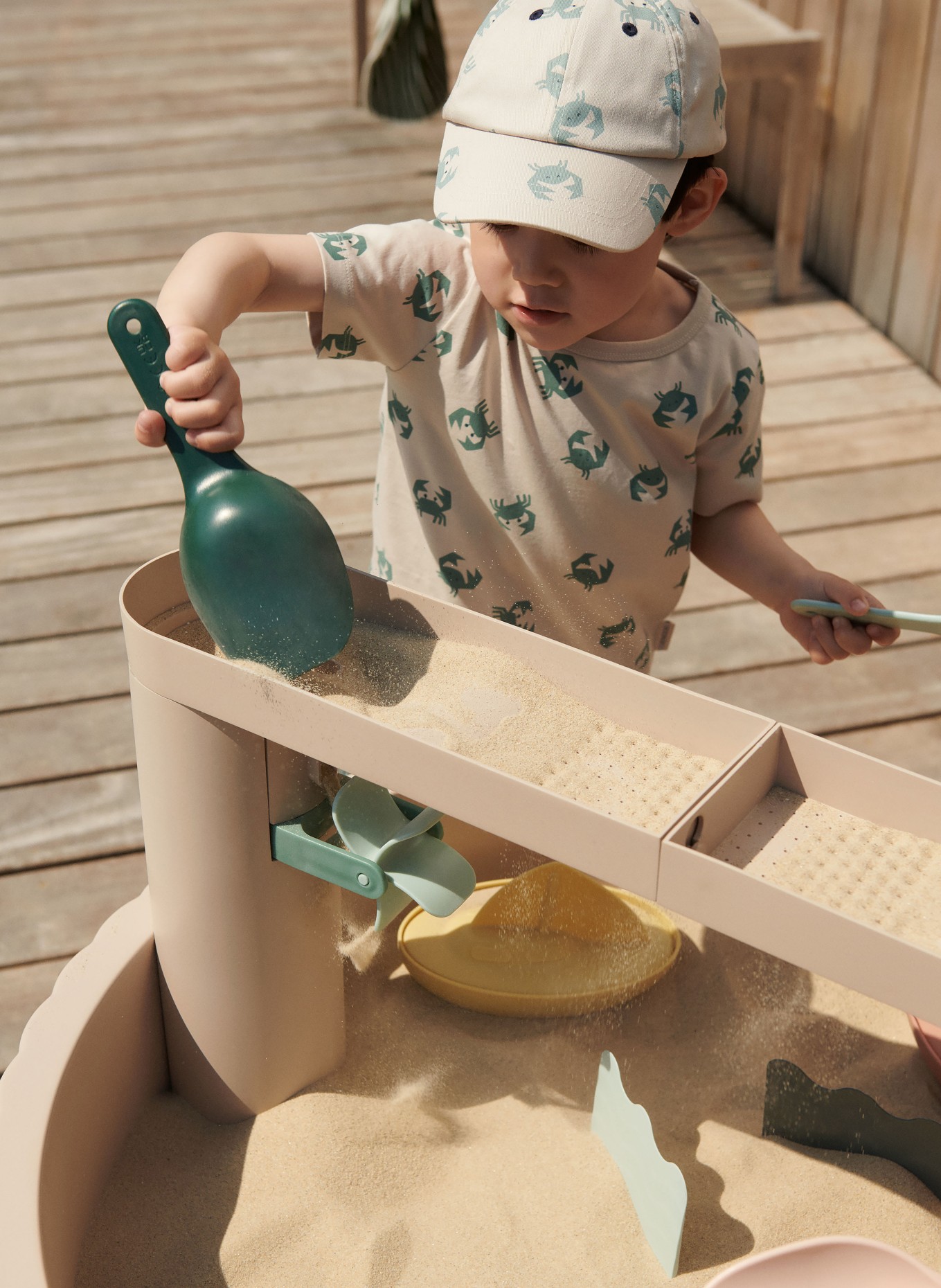 LIEWOOD Spieltisch SEPP: CREME / DUNKELORANGE / PETROL