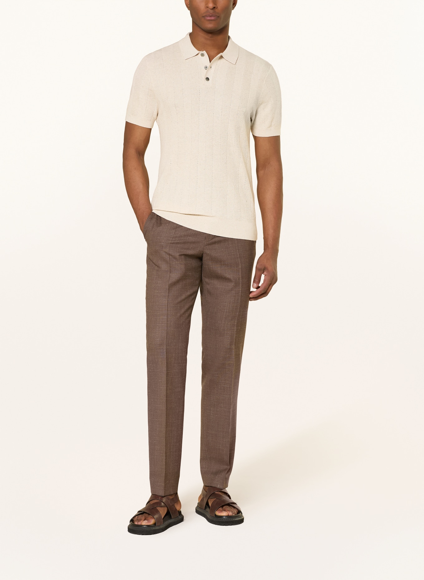 PROFUOMO Strick-Poloshirt: BEIGE