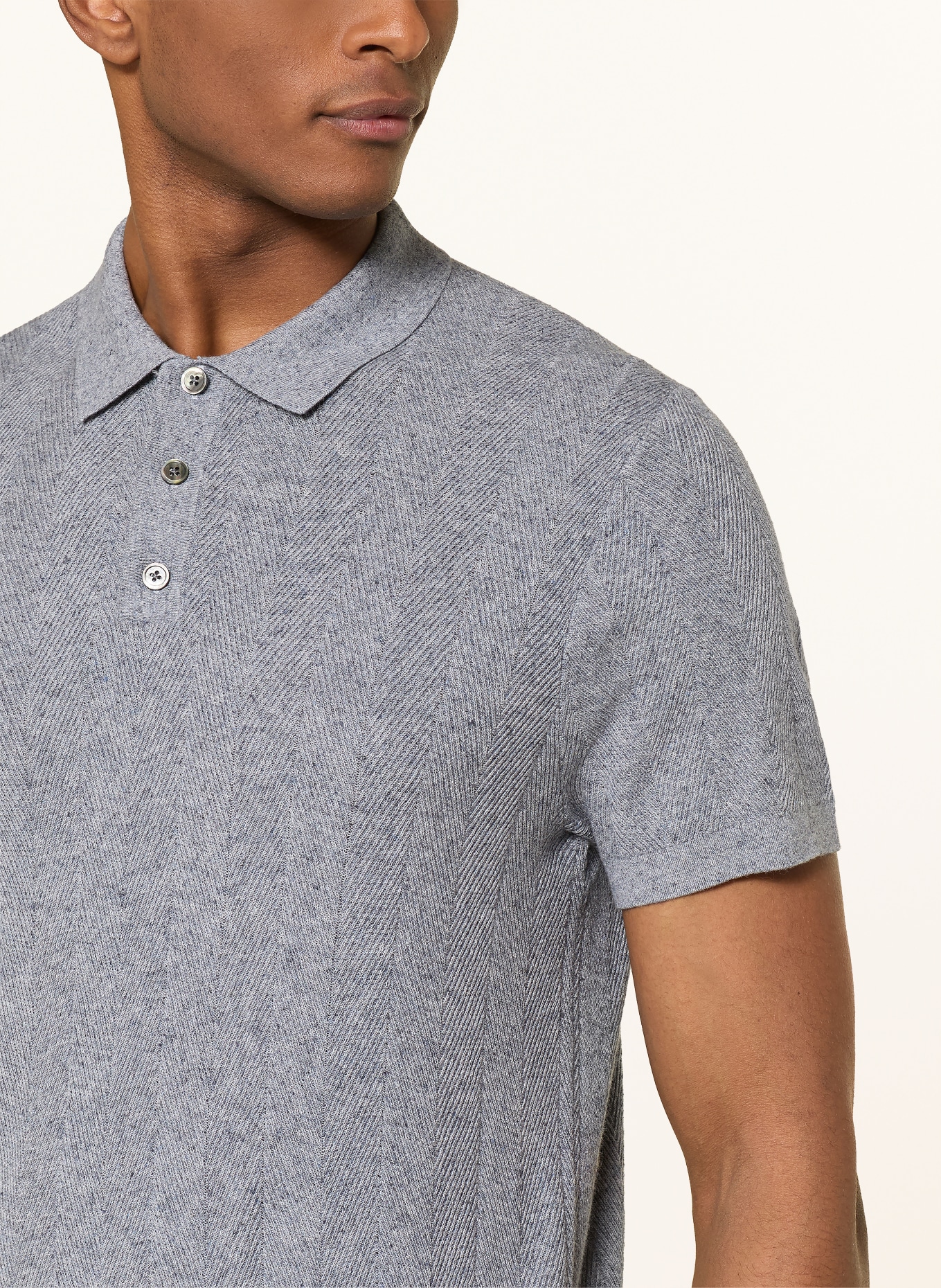 PROFUOMO Strick-Poloshirt: BLAUGRAU