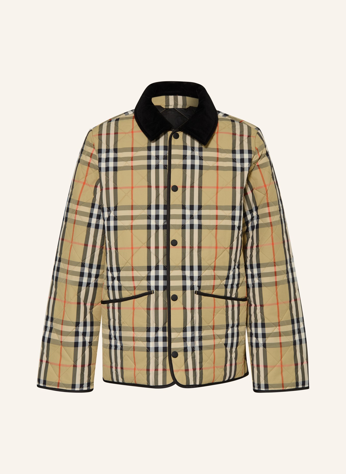BURBERRY Quilted jacket: BEIGE / RED / BLACK