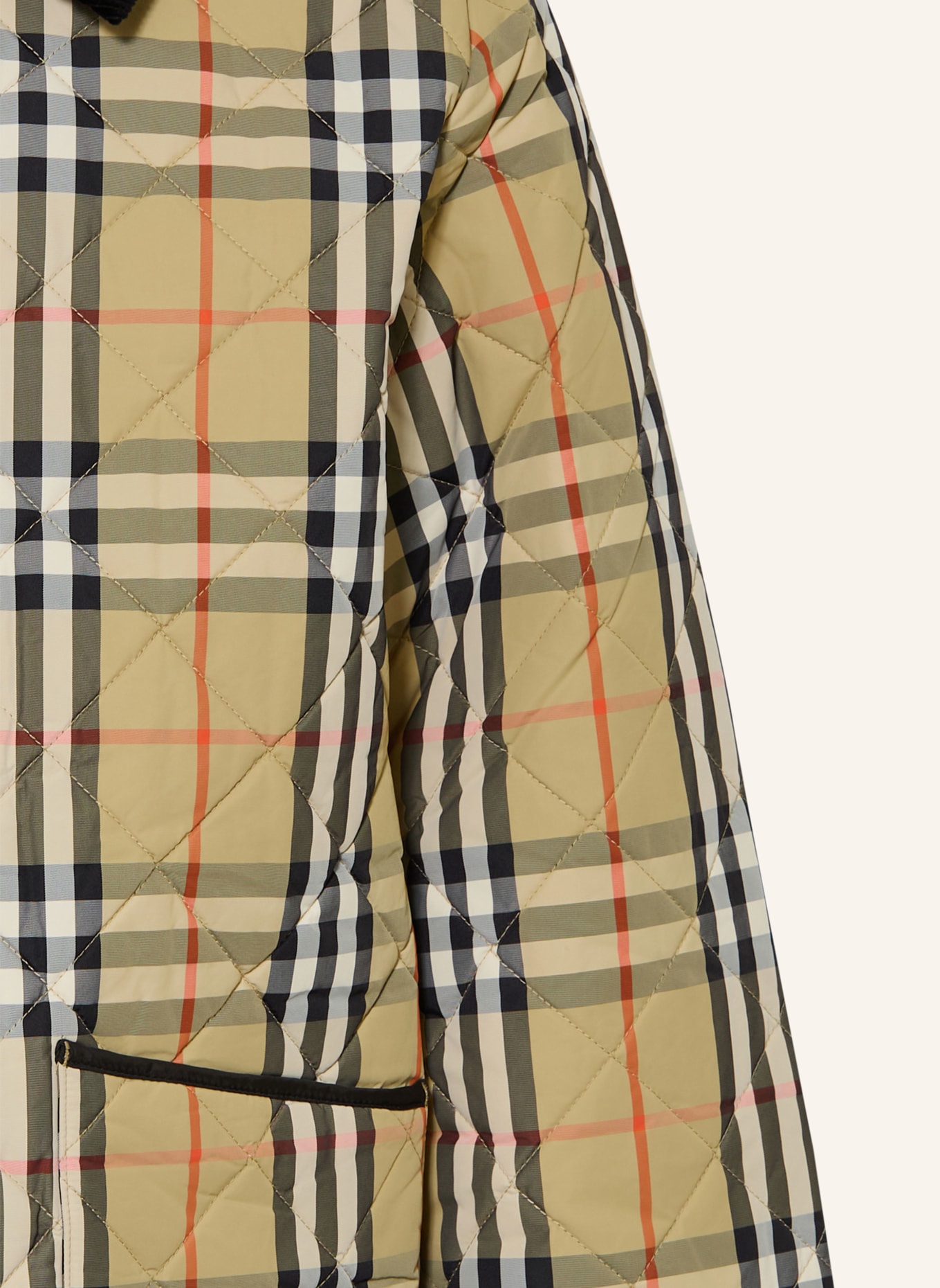 BURBERRY Quilted jacket: BEIGE / RED / BLACK