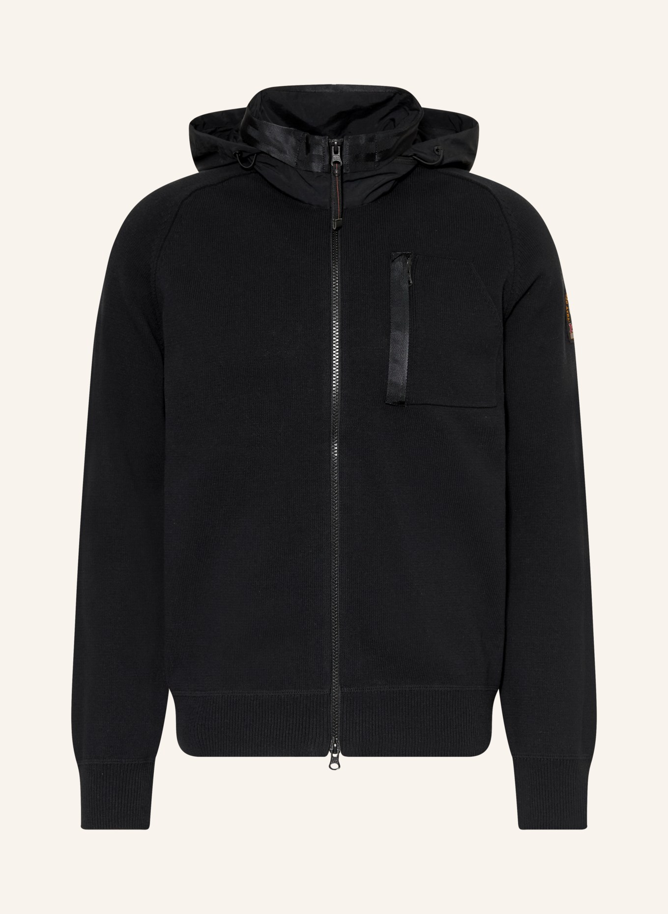 PARAJUMPERS Sweter BARGANCY z mieszanki materiałów: CZARNY / CZERWONY / POMARAŃCZOWY