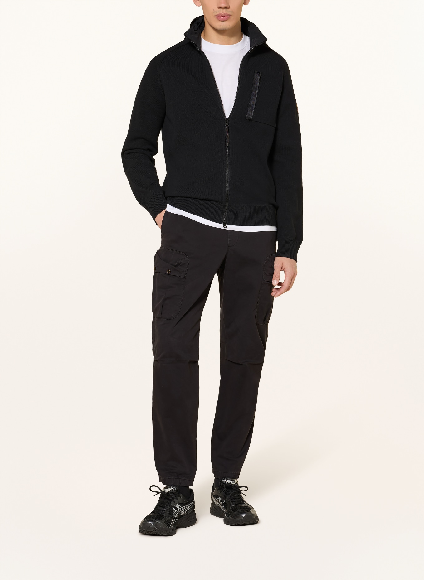 PARAJUMPERS Sweter BARGANCY z mieszanki materiałów: CZARNY / CZERWONY / POMARAŃCZOWY