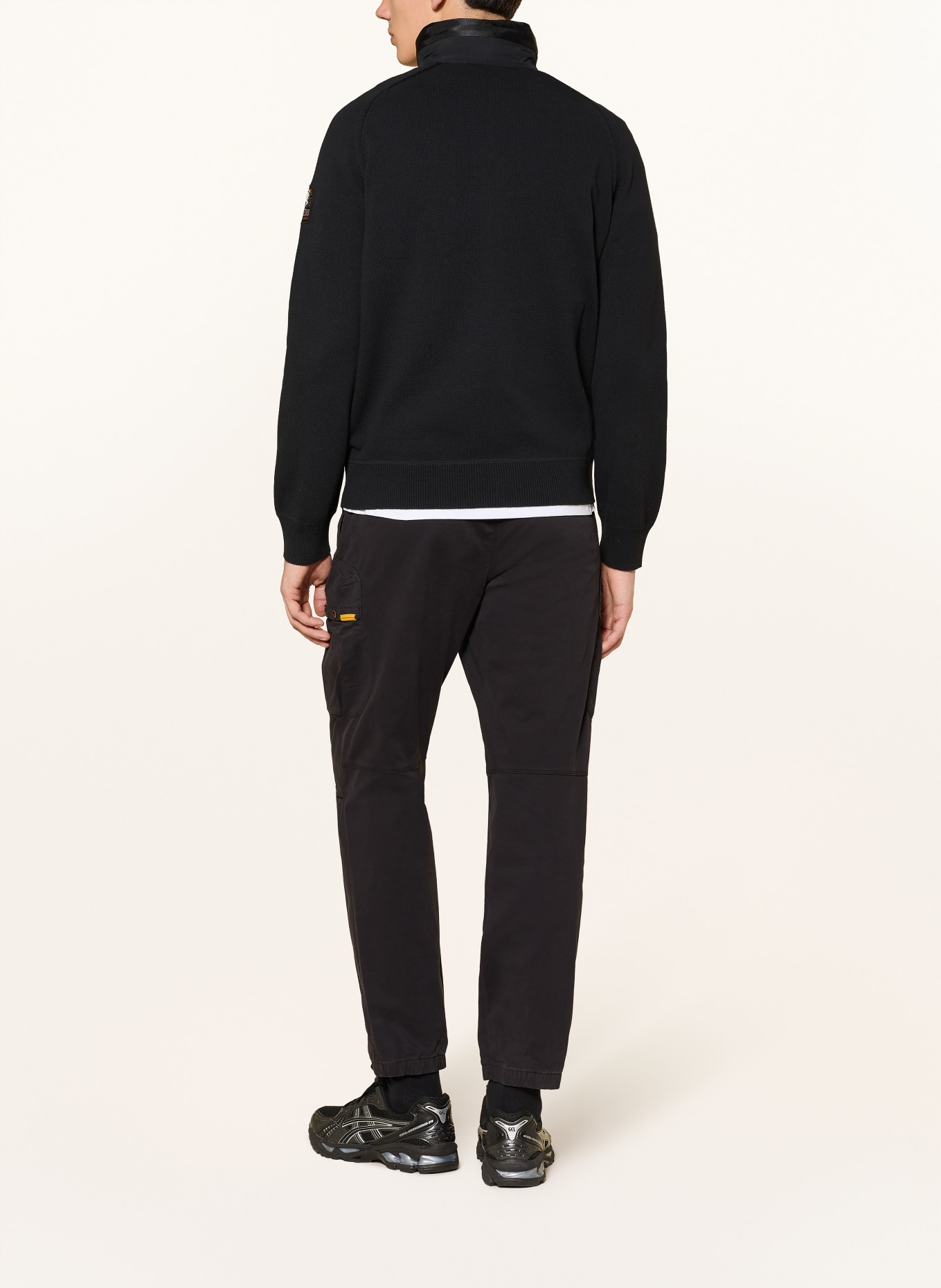 PARAJUMPERS Sweter BARGANCY z mieszanki materiałów: CZARNY / CZERWONY / POMARAŃCZOWY