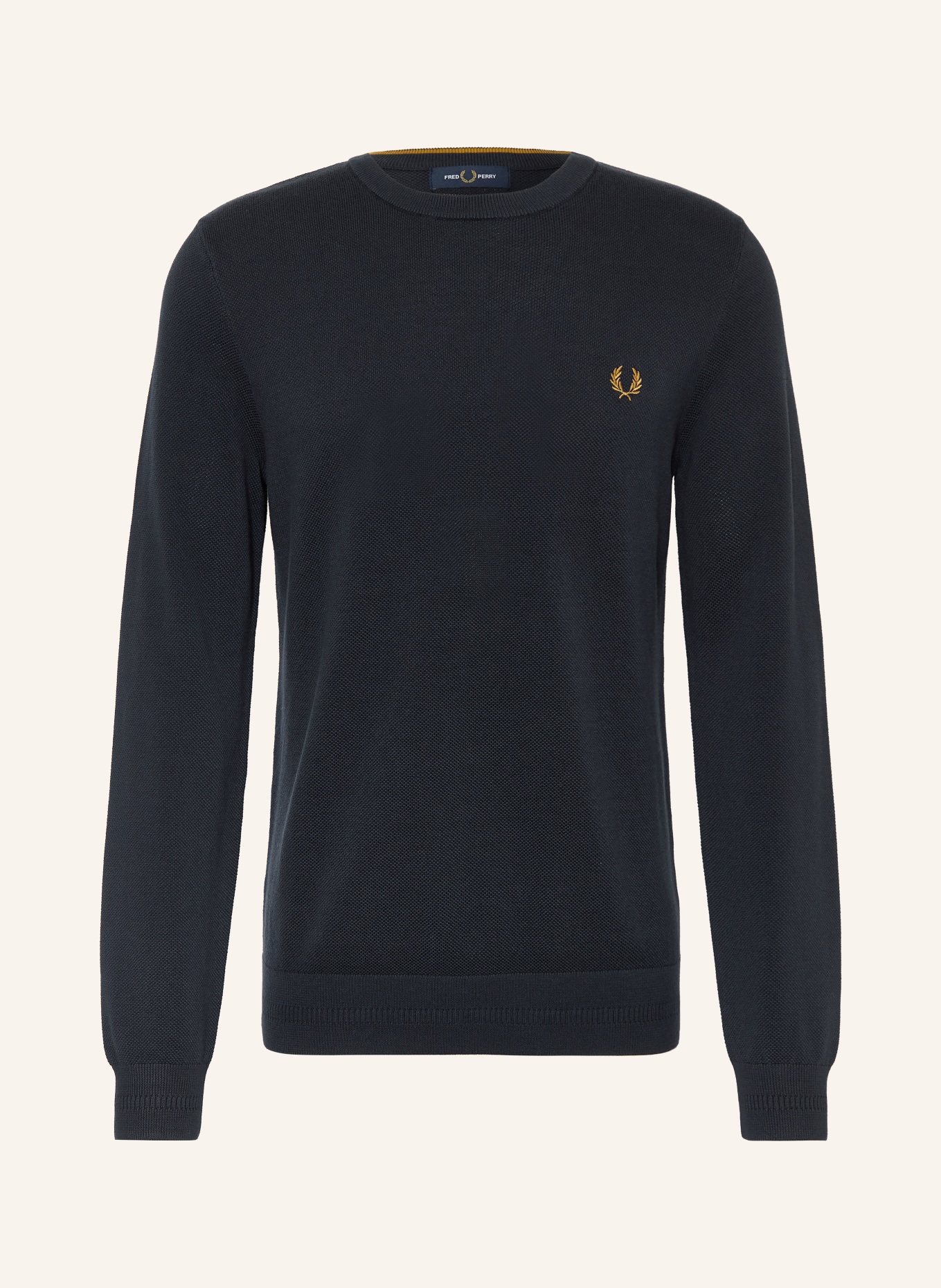FRED PERRY Svetr z piké: TMAVĚ MODRÁ