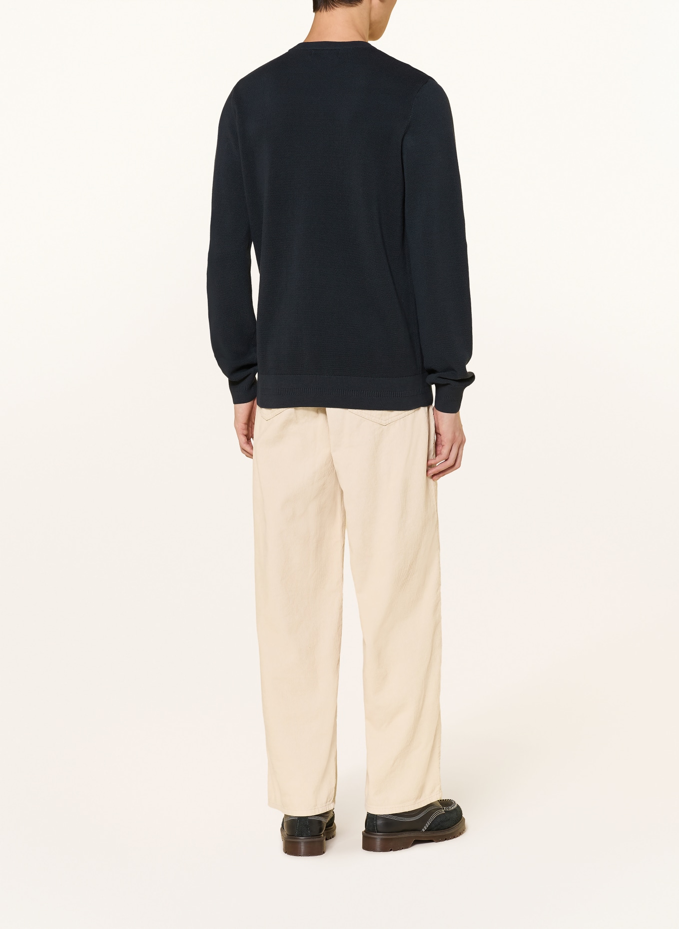 FRED PERRY Svetr z piké: TMAVĚ MODRÁ