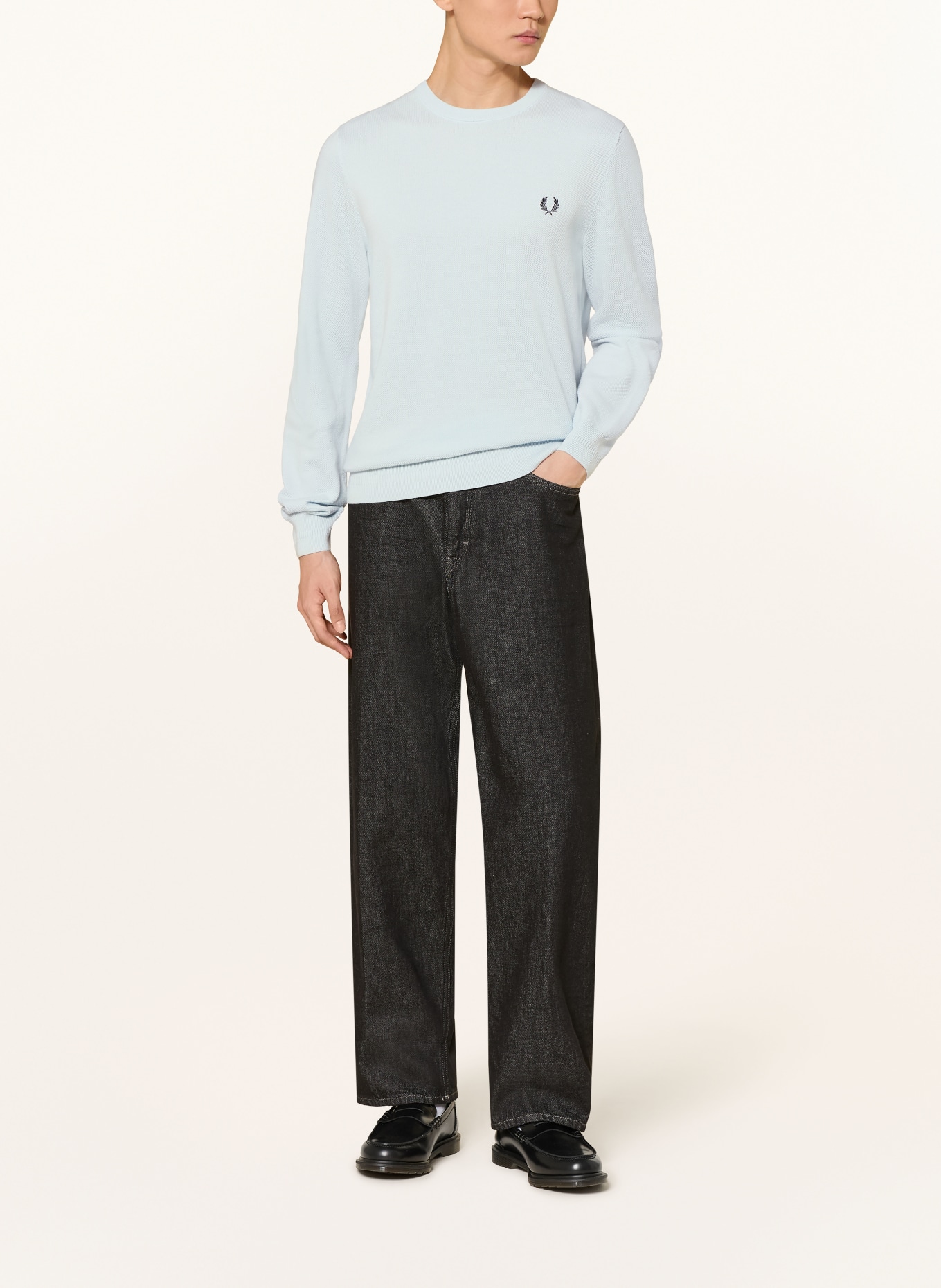 FRED PERRY Piqué-Pullover: HELLBLAU