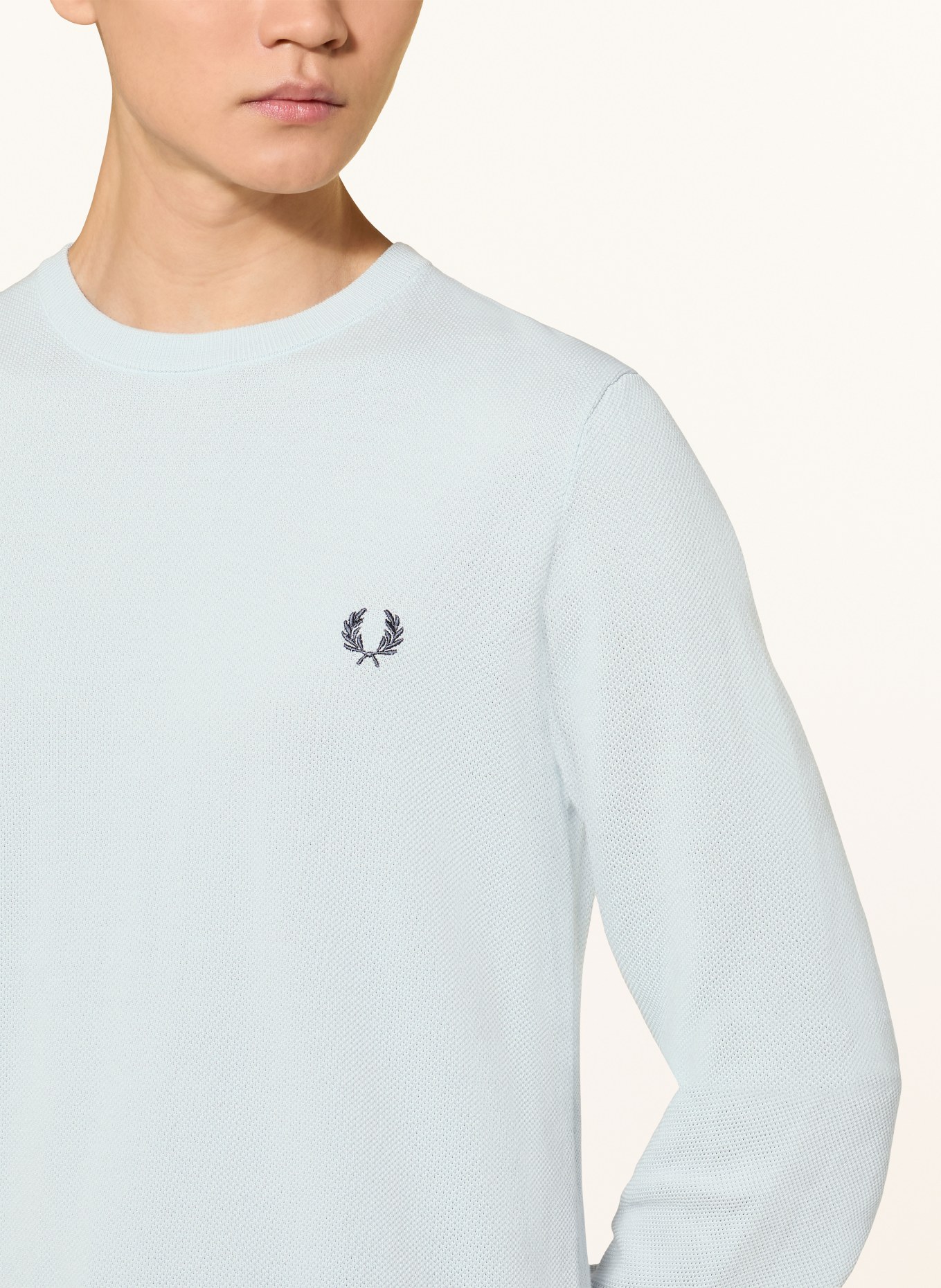 FRED PERRY Piqué-Pullover: HELLBLAU
