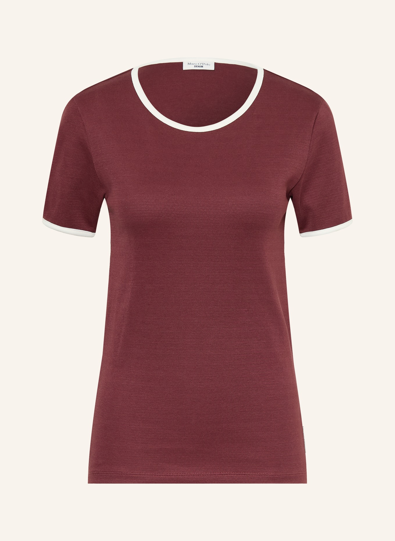 Marc O'Polo DENIM tričko: TMAVĚ ČERVENÁ / KRÉMOVÁ