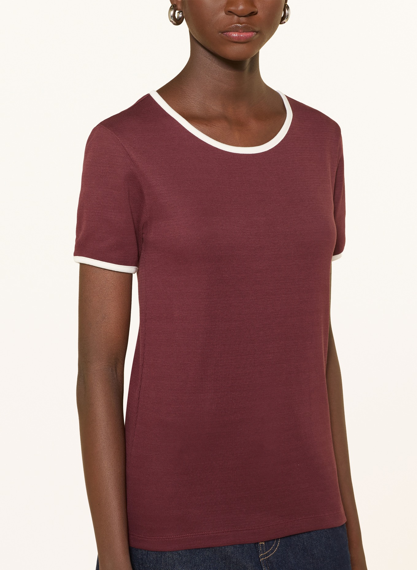 Marc O'Polo DENIM tričko: TMAVĚ ČERVENÁ / KRÉMOVÁ