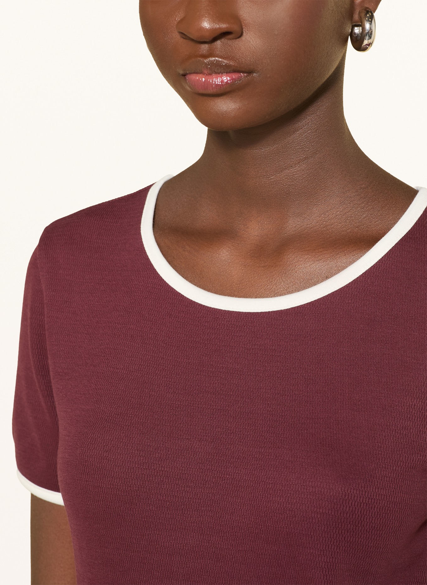 Marc O'Polo DENIM tričko: TMAVĚ ČERVENÁ / KRÉMOVÁ