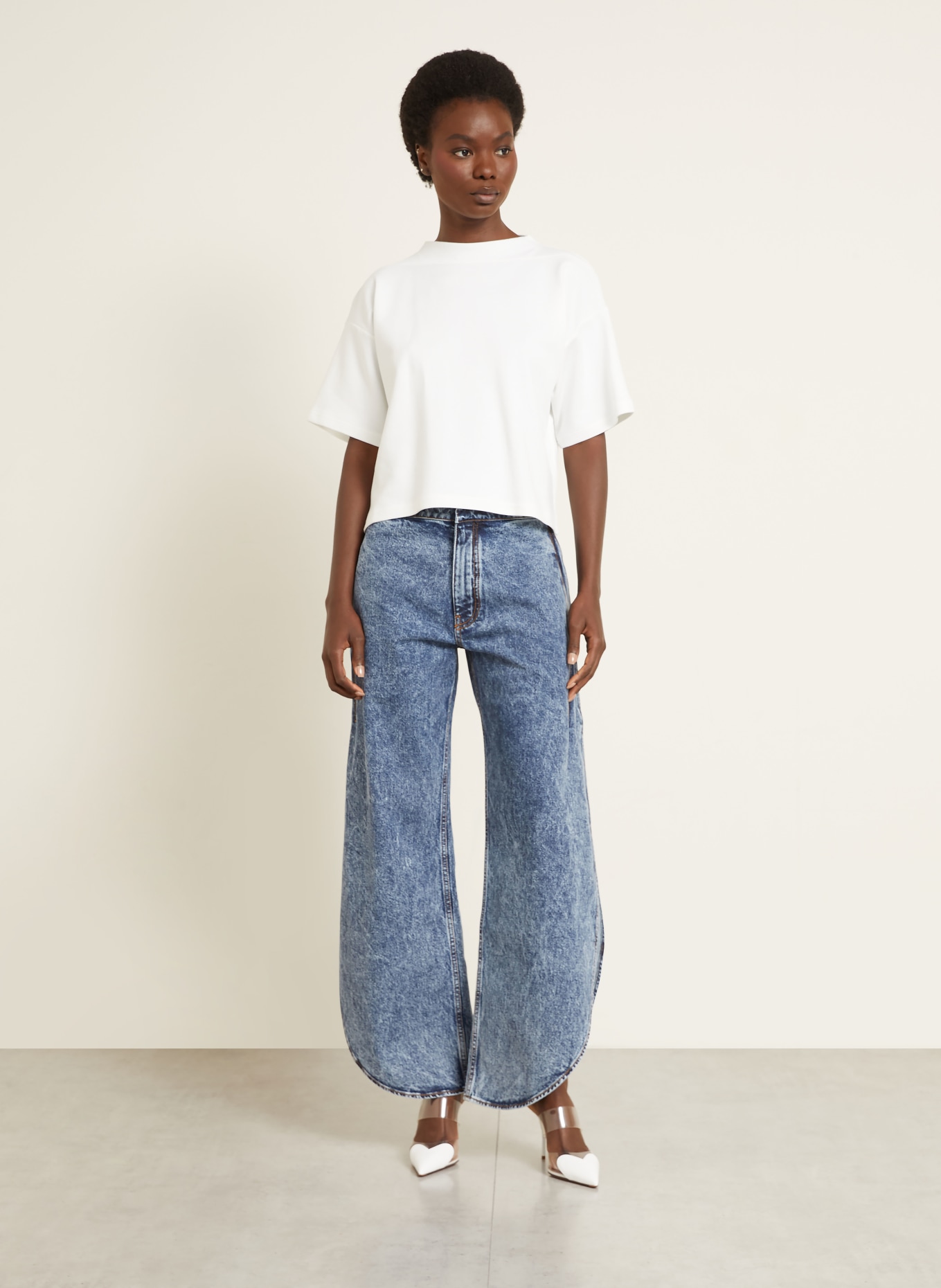 ALAÏA Jeans à jambes larges: 524 BLEU NEIGE